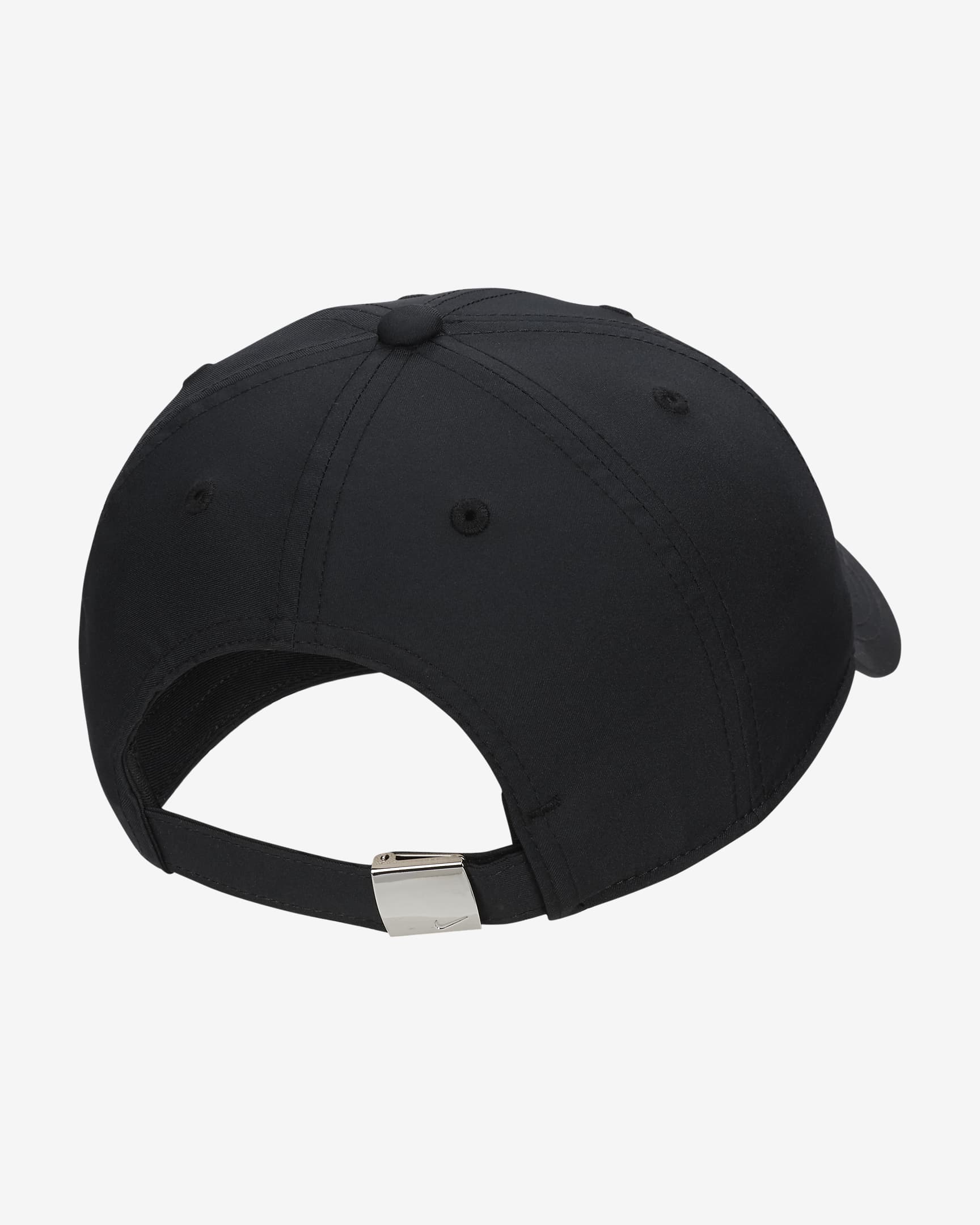 Nike Dri-FIT Club unstrukturierte Metall-Swoosh-Cap für Kinder - Schwarz