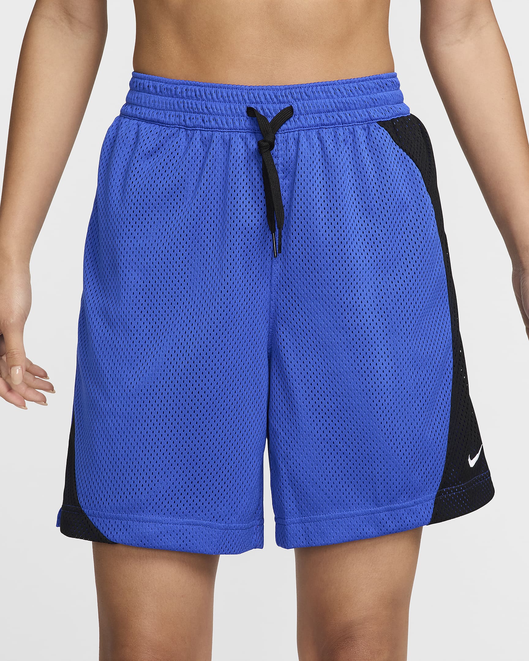 Shorts de básquetbol de malla Dri-FIT para mujer Nike Essential - Hiperroyal/Negro/Blanco