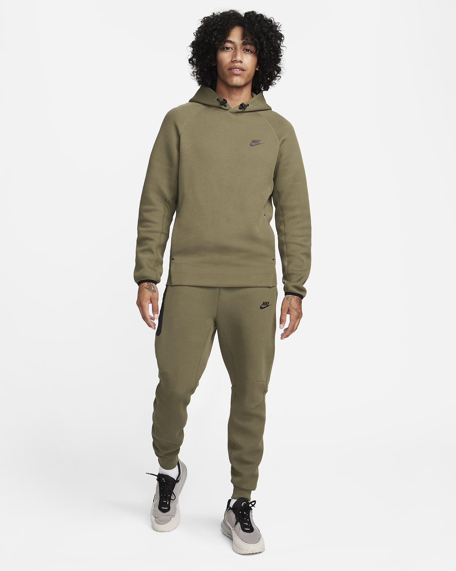 Nike Sportswear Tech Fleece Men's Pullover Hoodie - Medium Olive/Black