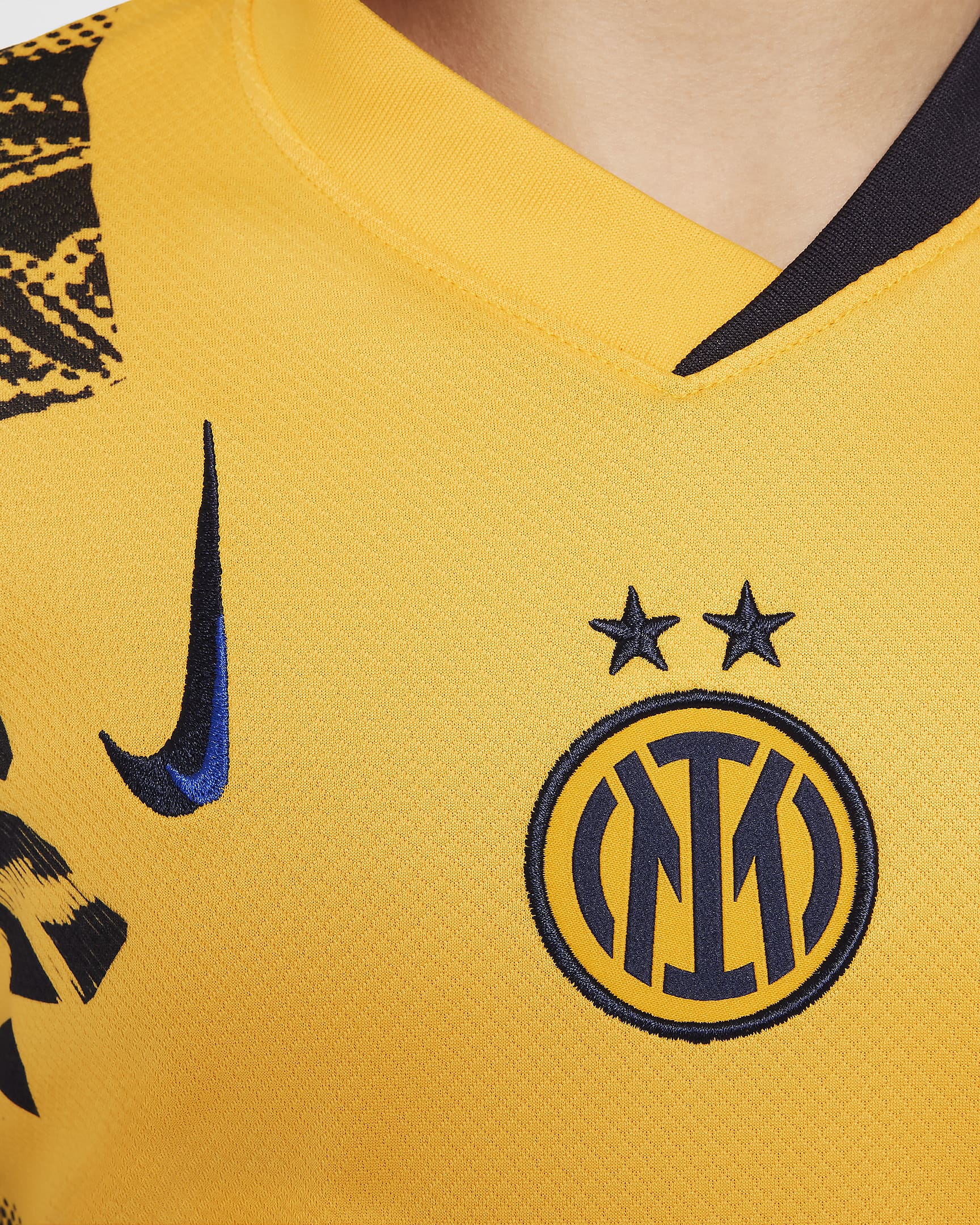 Maglia da calcio replica Nike Dri-FIT Inter 2024/25 Stadium per ragazzo/a – Terza - University Gold/Blackened Blue/University Gold/Lyon Blue