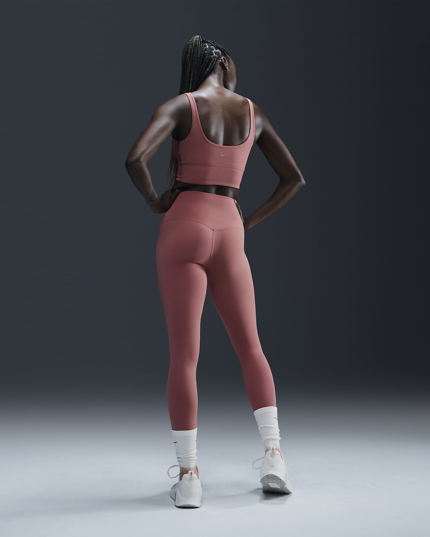 Nike Zenvy 7/8-Leggings mit sanftem Halt und hohem Taillenbund für Damen - Canyon Pink/Schwarz