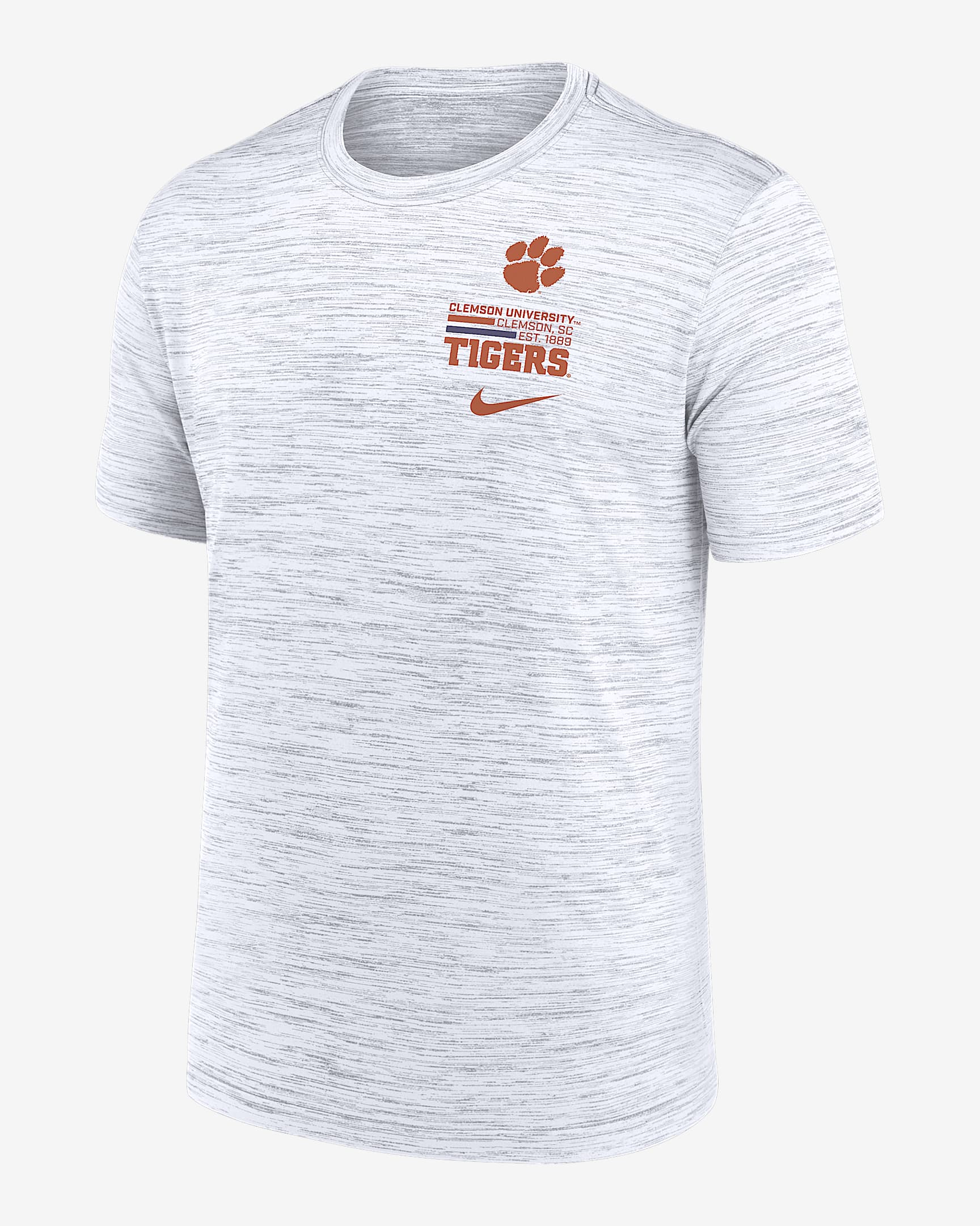 Clemson Campus Chest Stack Velocity Men's Nike Dri-FIT College T-Shirt - White