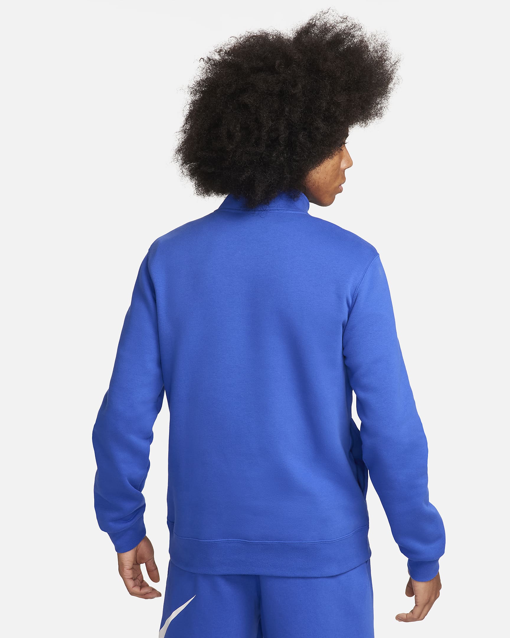 Pull à demi-zip en tissu brossé Nike Sportswear Club pour Homme - Game Royal/Game Royal/Blanc