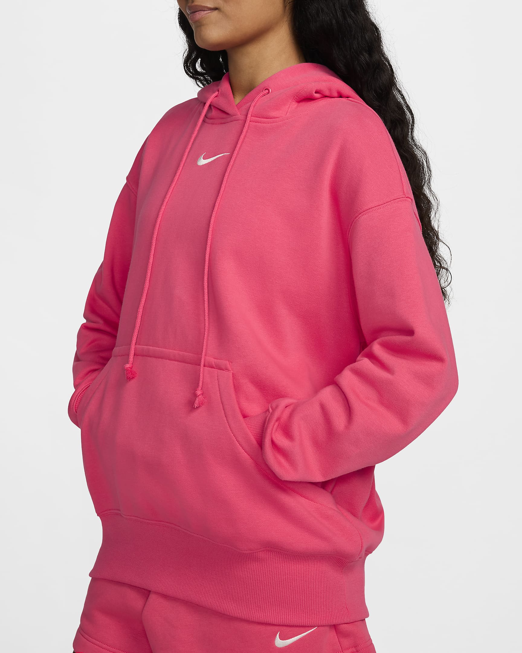 Sudadera con gorro sin cierre de French Terry oversized para mujer Nike Sportswear Phoenix Fleece - Rosa margarita/Vela