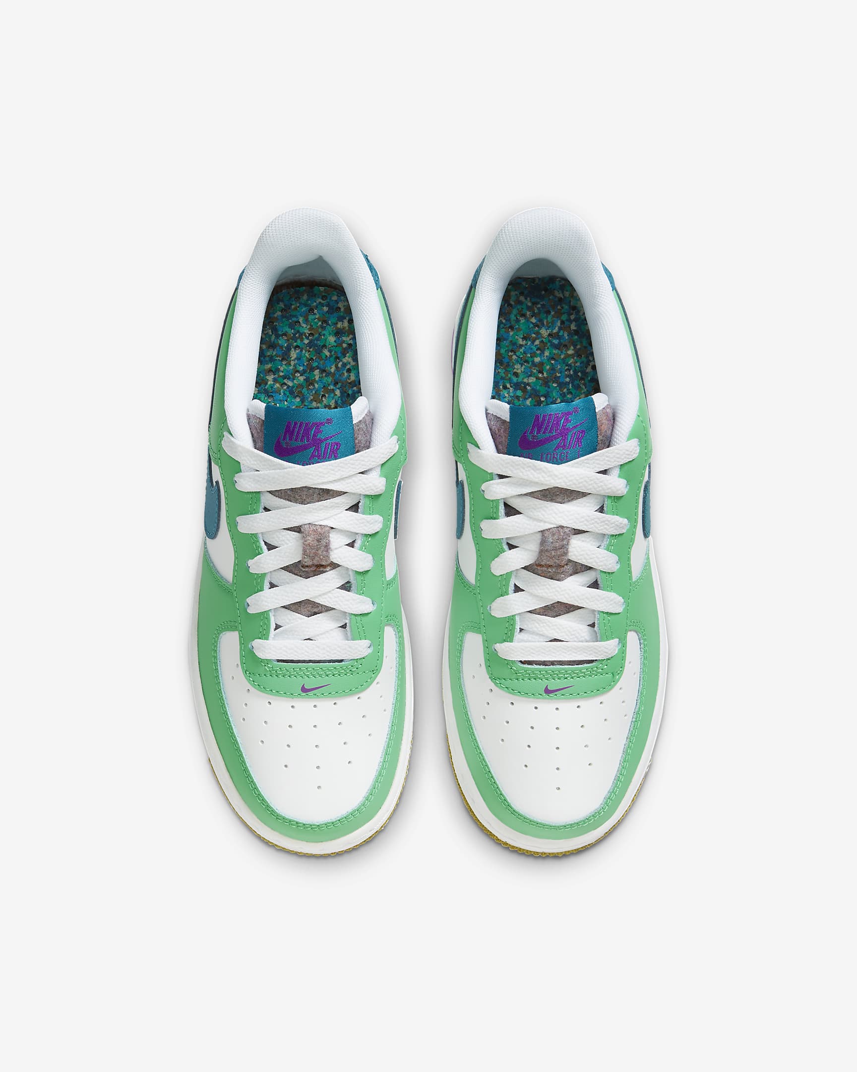 Nike Air Force 1 LV8 Big Kids' Shoes - White/Spring Green/Hyper Violet/Green Abyss