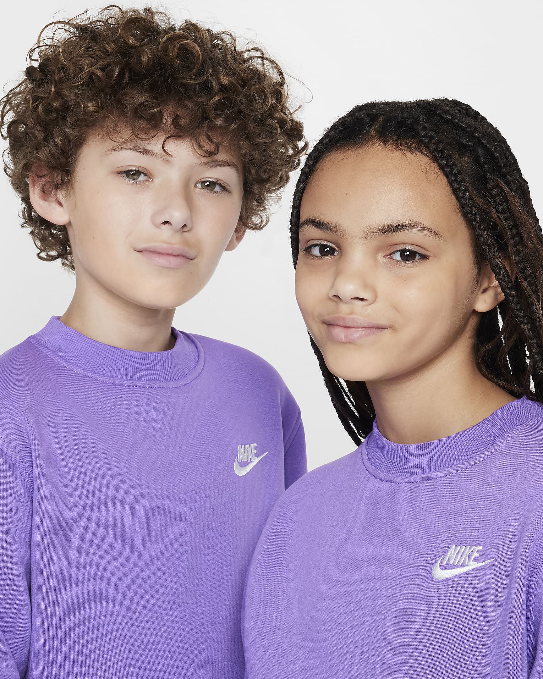 Nike Sportswear Club Fleece Big Kids' Sweatshirt - Black Raspberry/White