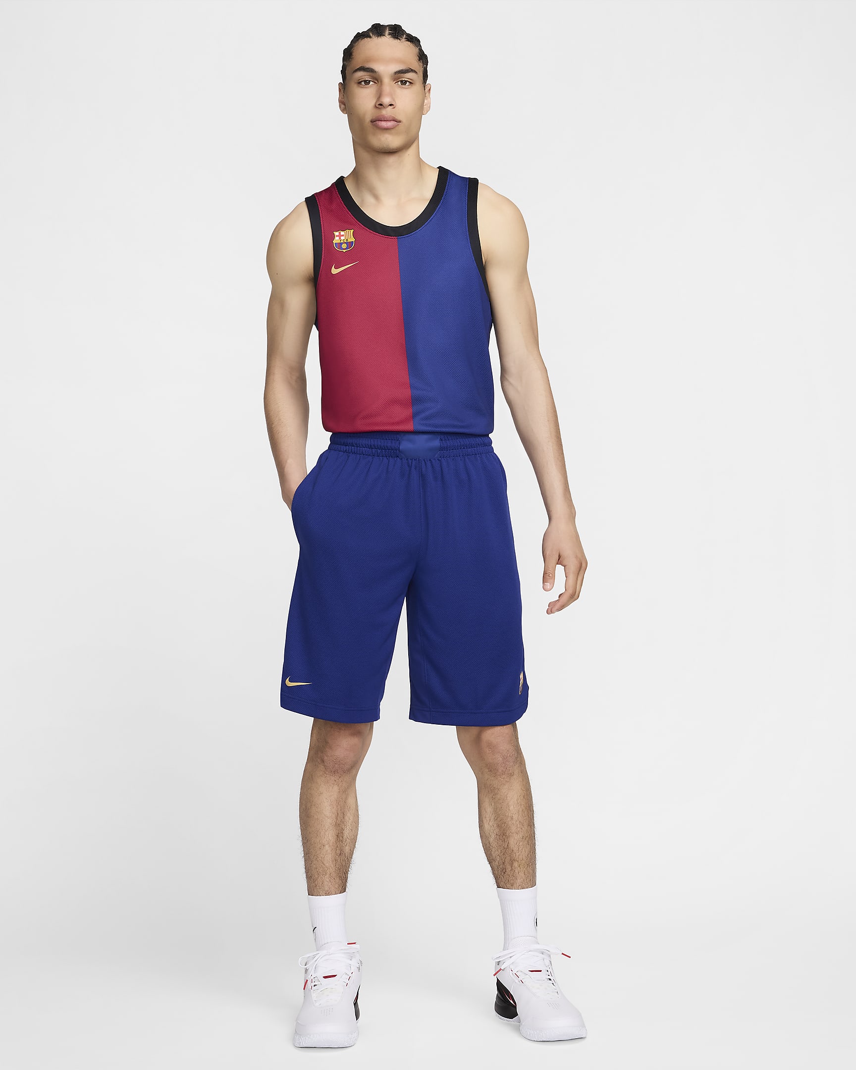 Basketshorts FC Barcelona 2024 Home Nike Dri-FIT Replica för män - Deep Royal Blue/Club Gold