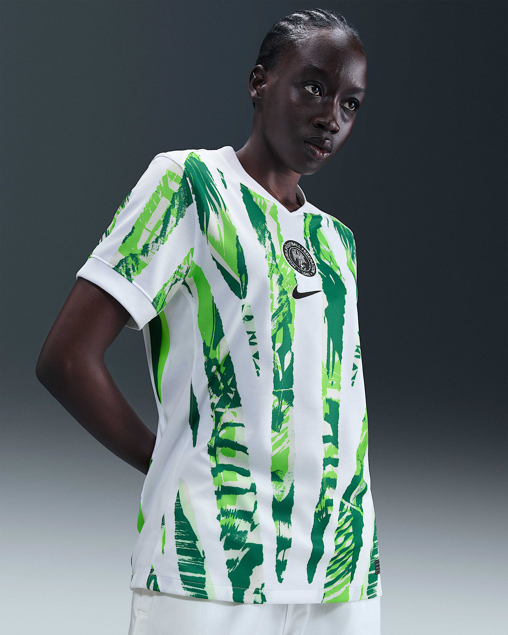 Nigeria 2025 Stadium Away (Women's Team) Women's Nike Dri-FIT Football Replica Shirt - White/Pine Green/Green Strike/Black