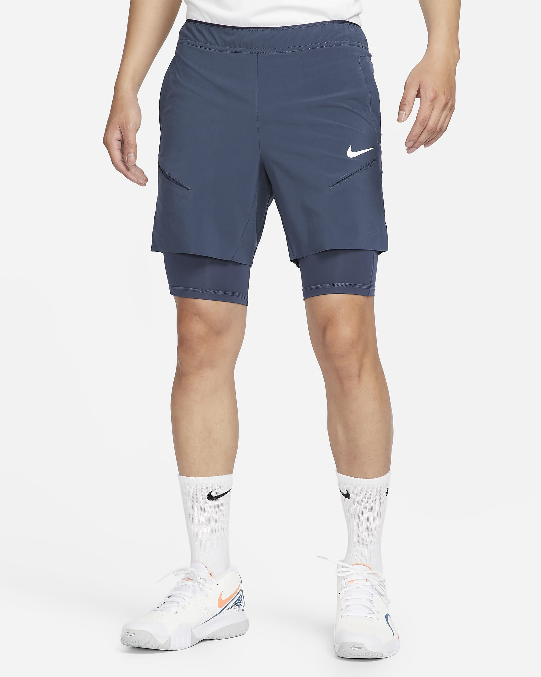 NikeCourt Slam Men's Dri-FIT Tennis Shorts - Thunder Blue/Ashen Slate/White