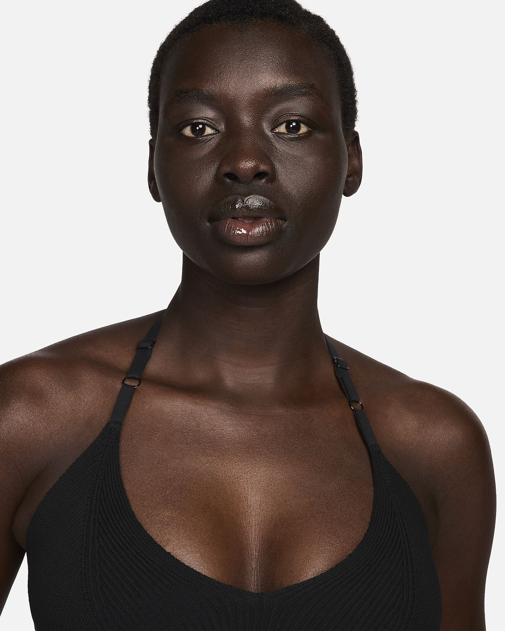 Brassière côtelée non rembourrée à maintien léger Nike Sportswear Chill Knit pour femme - Noir/Blanc