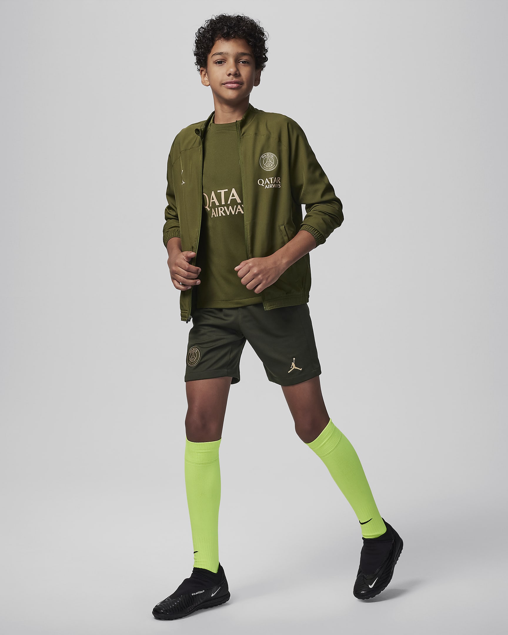 Quarta equipació París Saint-Germain 2023/2024 Pantalons curts de futbol de rèplica Nike Dri-FIT - Nen/a - Sequoia/Sequoia/Hemp