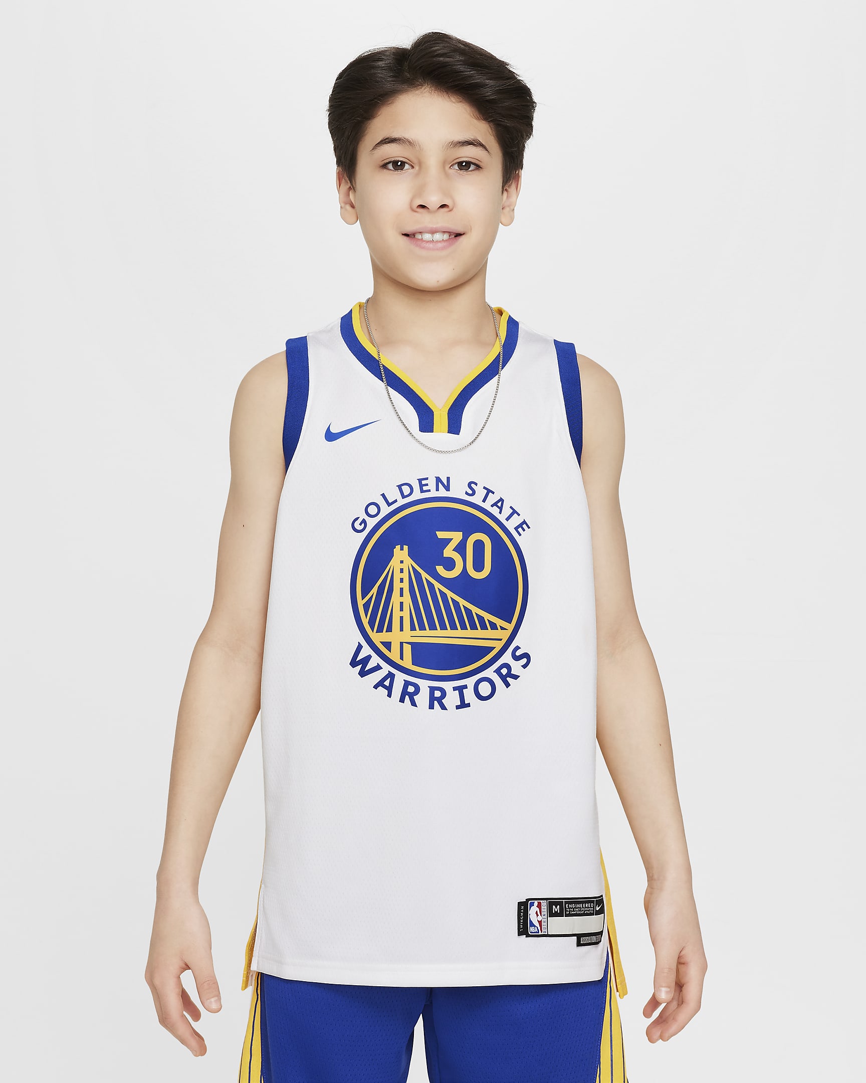 Koszulka dla dużych dzieci Nike NBA Swingman Stephen Curry Golden State Warriors Association Edition 2022/23 - Biel