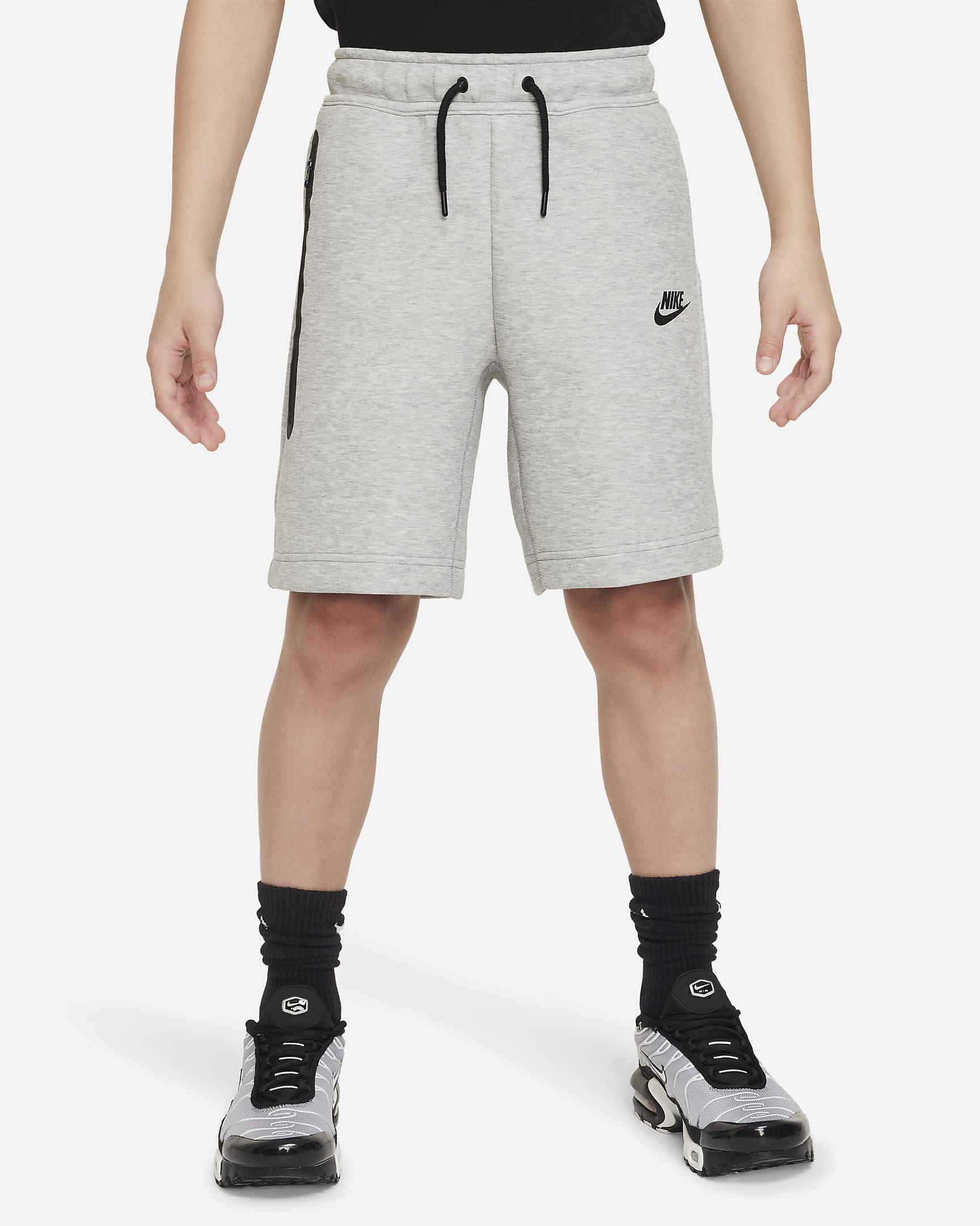 Short Nike Tech Fleece pour ado (garçon) - Dark Grey Heather/Noir/Noir