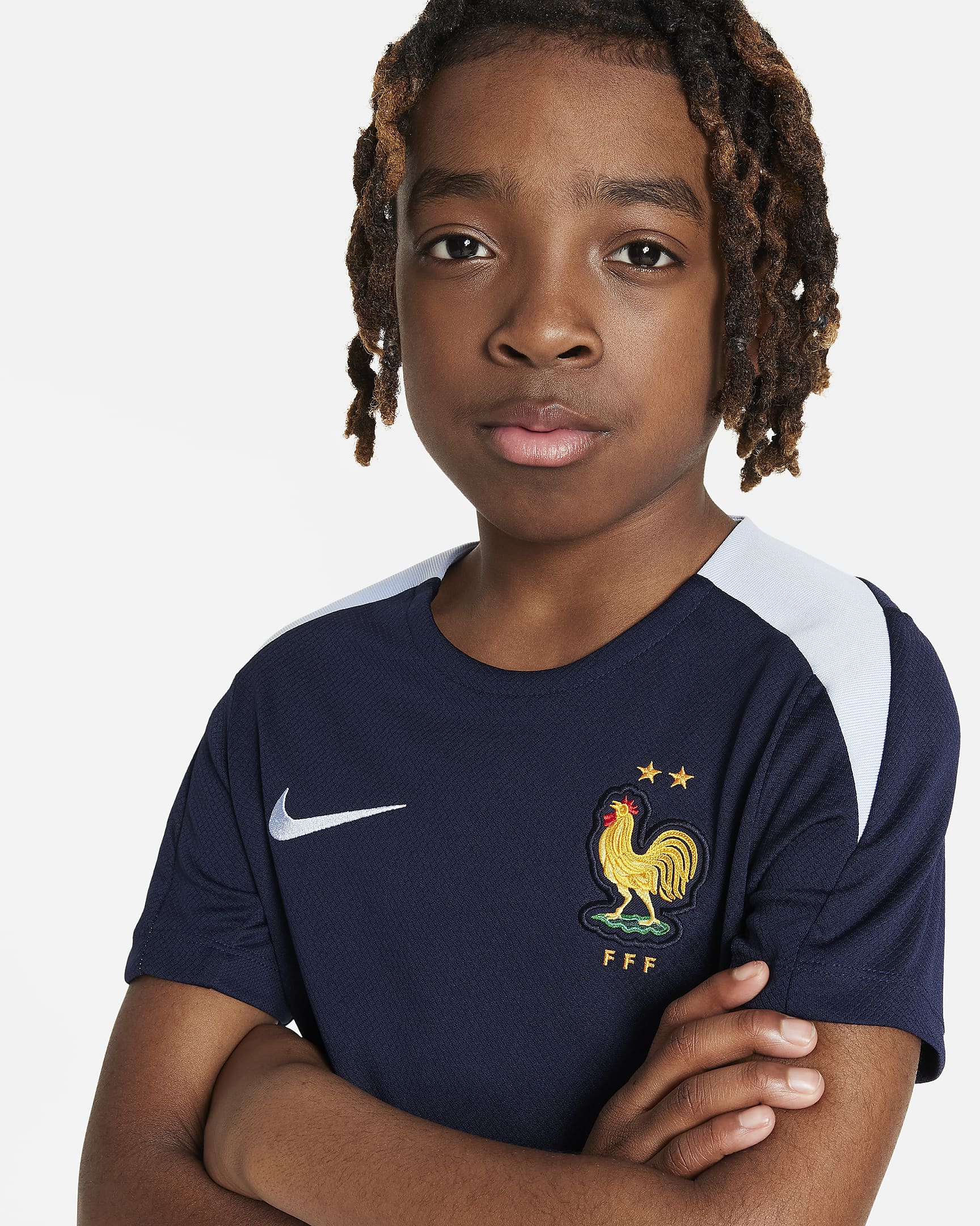 FFF Strike Big Kids' Nike Dri-FIT Soccer Short-Sleeve Knit Top - Blackened Blue/Cobalt Bliss/Cobalt Bliss