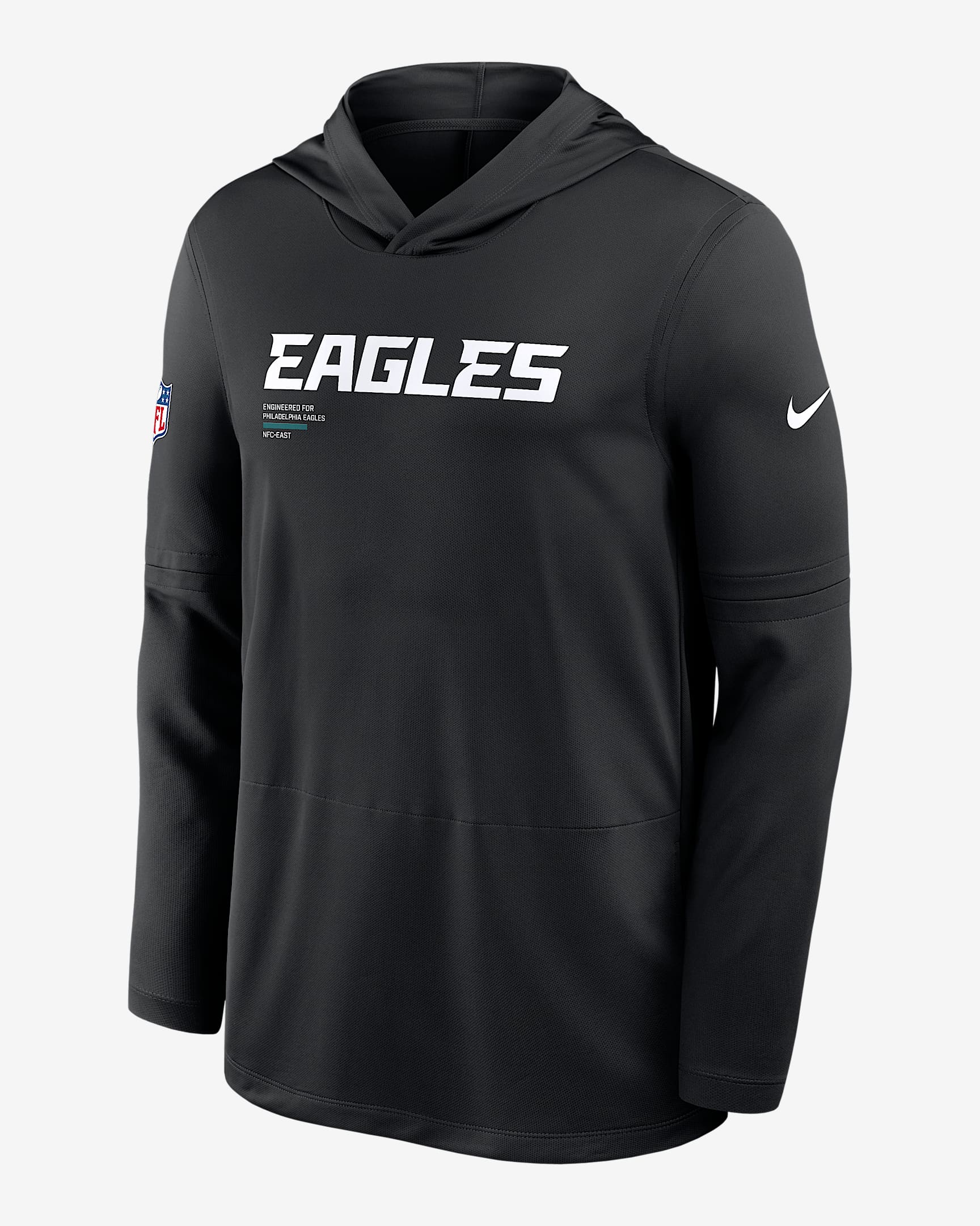 Philadelphia Eagles Pure Fury Sideline Men's Nike Dri-FIT NFL Long-Sleeve Hooded Top - Black
