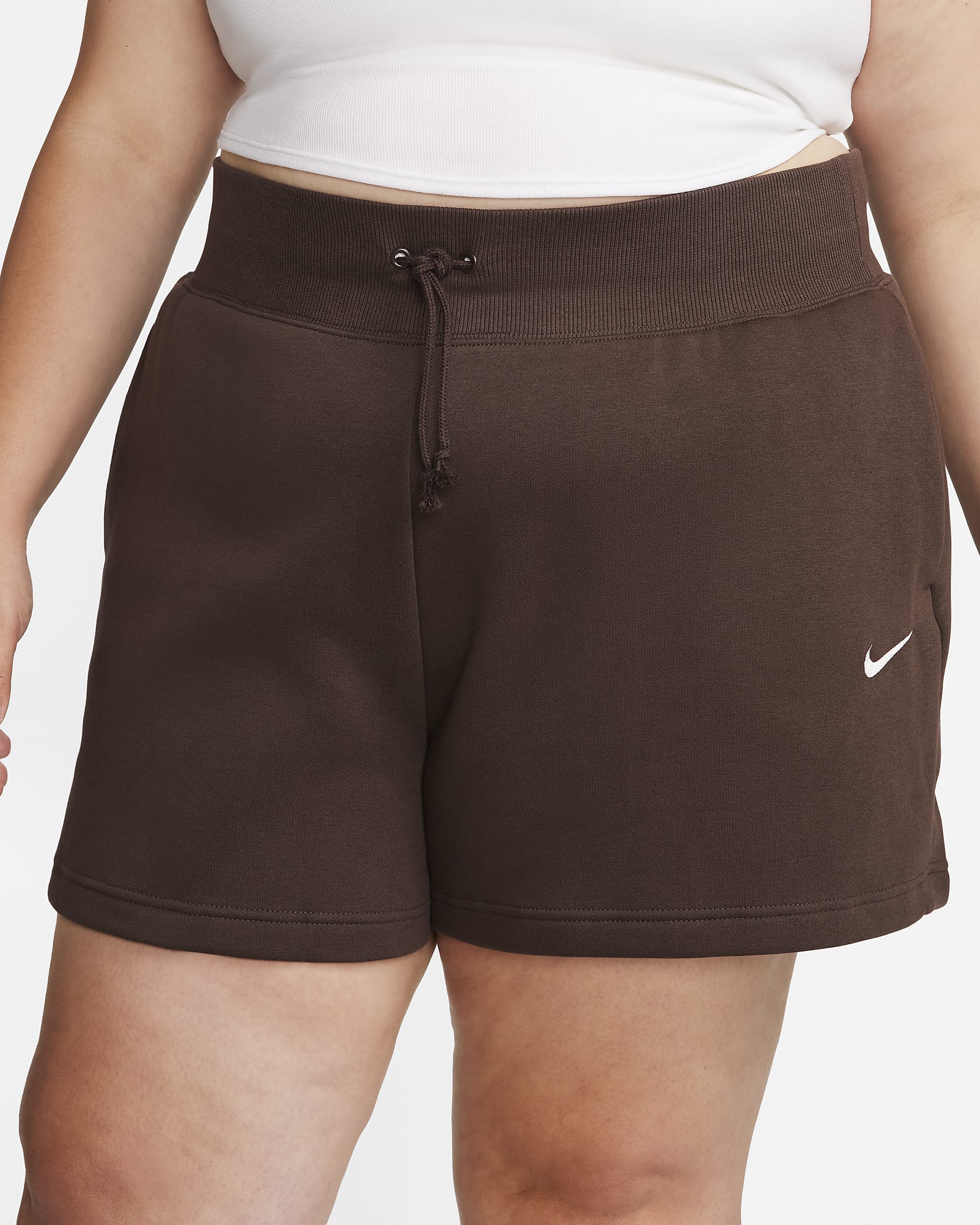 Nike Sportswear Phoenix Fleece Women's High-Waisted Loose Shorts (Plus Size) - Baroque Brown/Sail