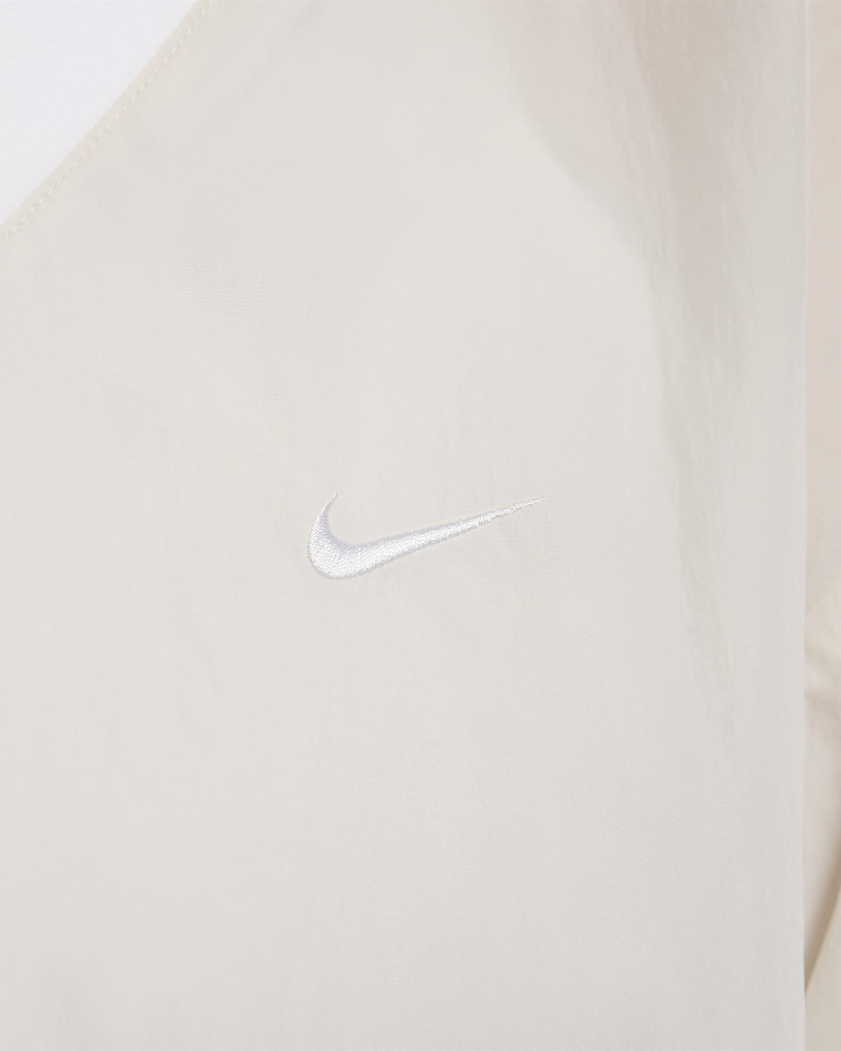 Nike Sportswear Essential Women's Loose UV Woven Long-Sleeve V-Neck Top - Light Orewood Brown/White