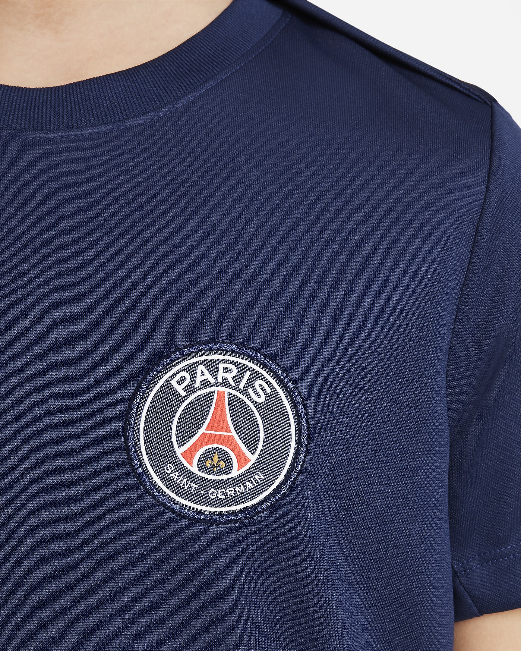 Haut de foot en maille à manches courtes Nike Dri-FIT Paris Saint-Germain Academy Pro pour ado - Midnight Navy/Blanc