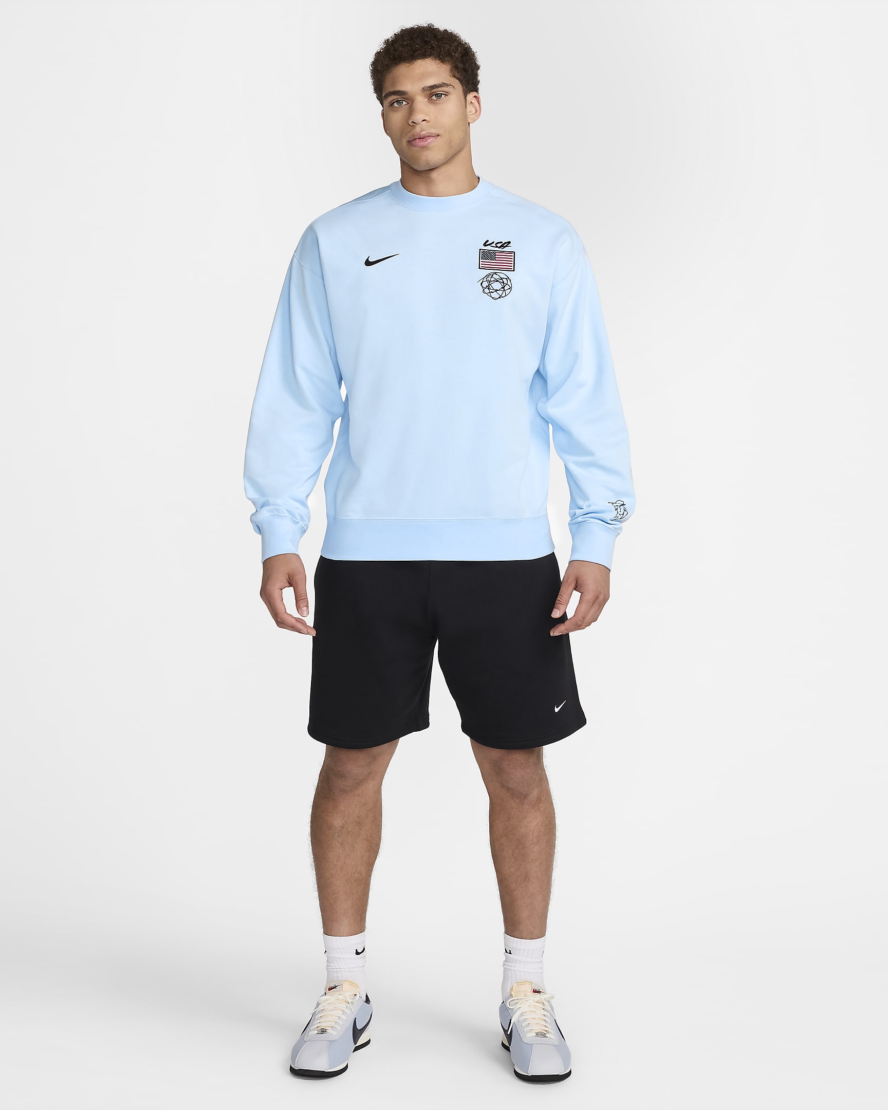 USA Solo Nike Dri-FIT ADV Breaking kerek nyakkivágású férfipulóver - Celestine Blue/Fehér