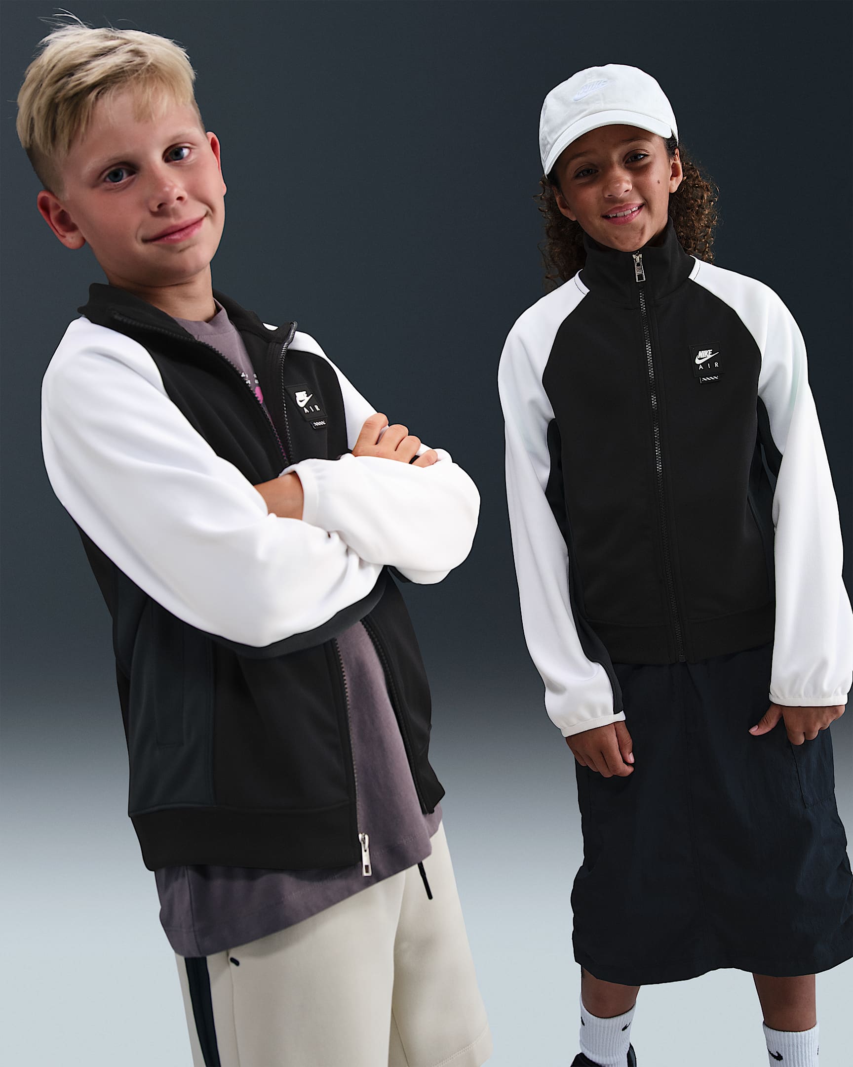 Nike Air Jacke mit durchgehendem Reißverschluss (ältere Kinder) - Schwarz/Weiß/Anthracite/Schwarz