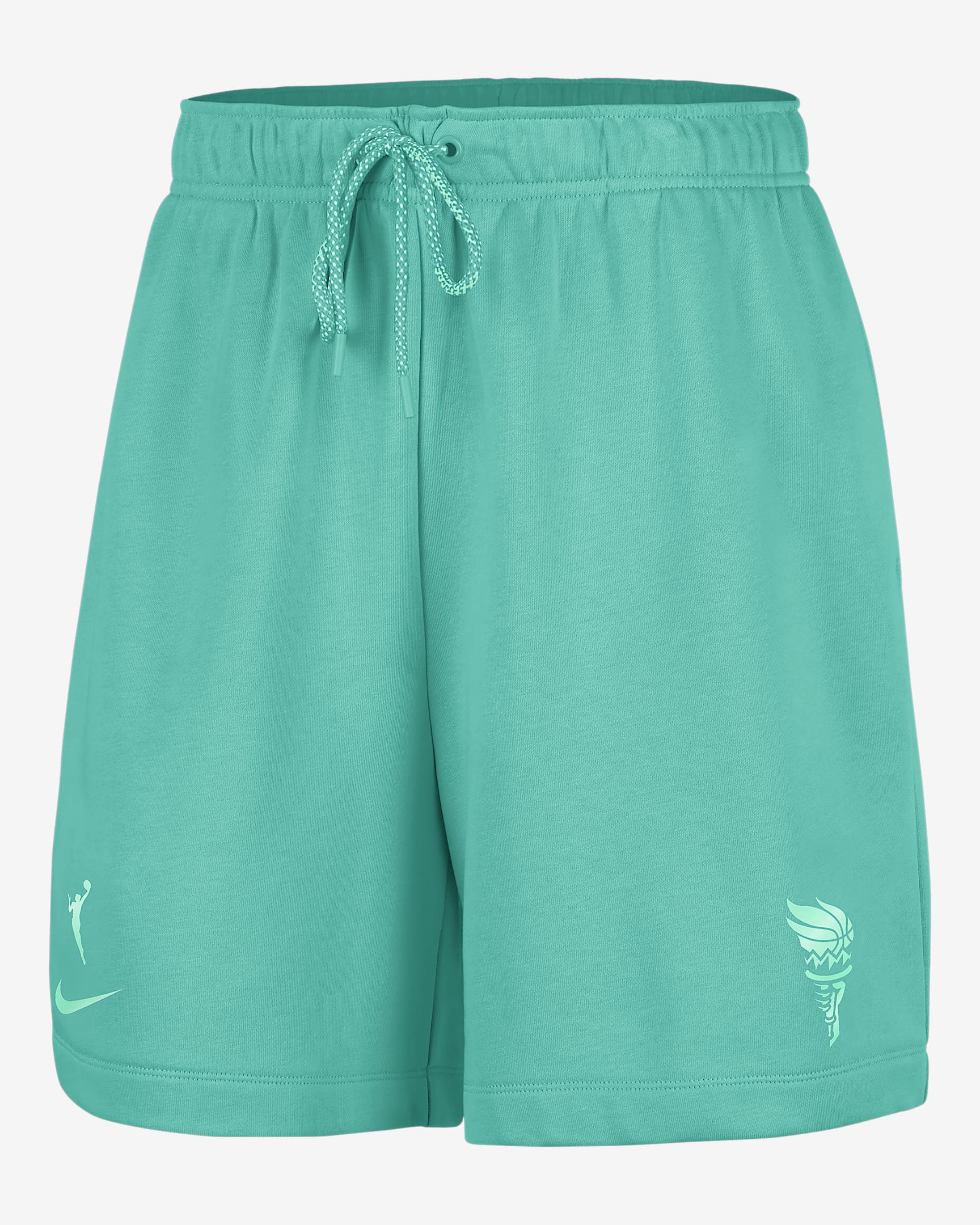 Shorts Nike de tejido Fleece de la WNBA de 15 cm para mujer New York Liberty - Menta/Espuma menta