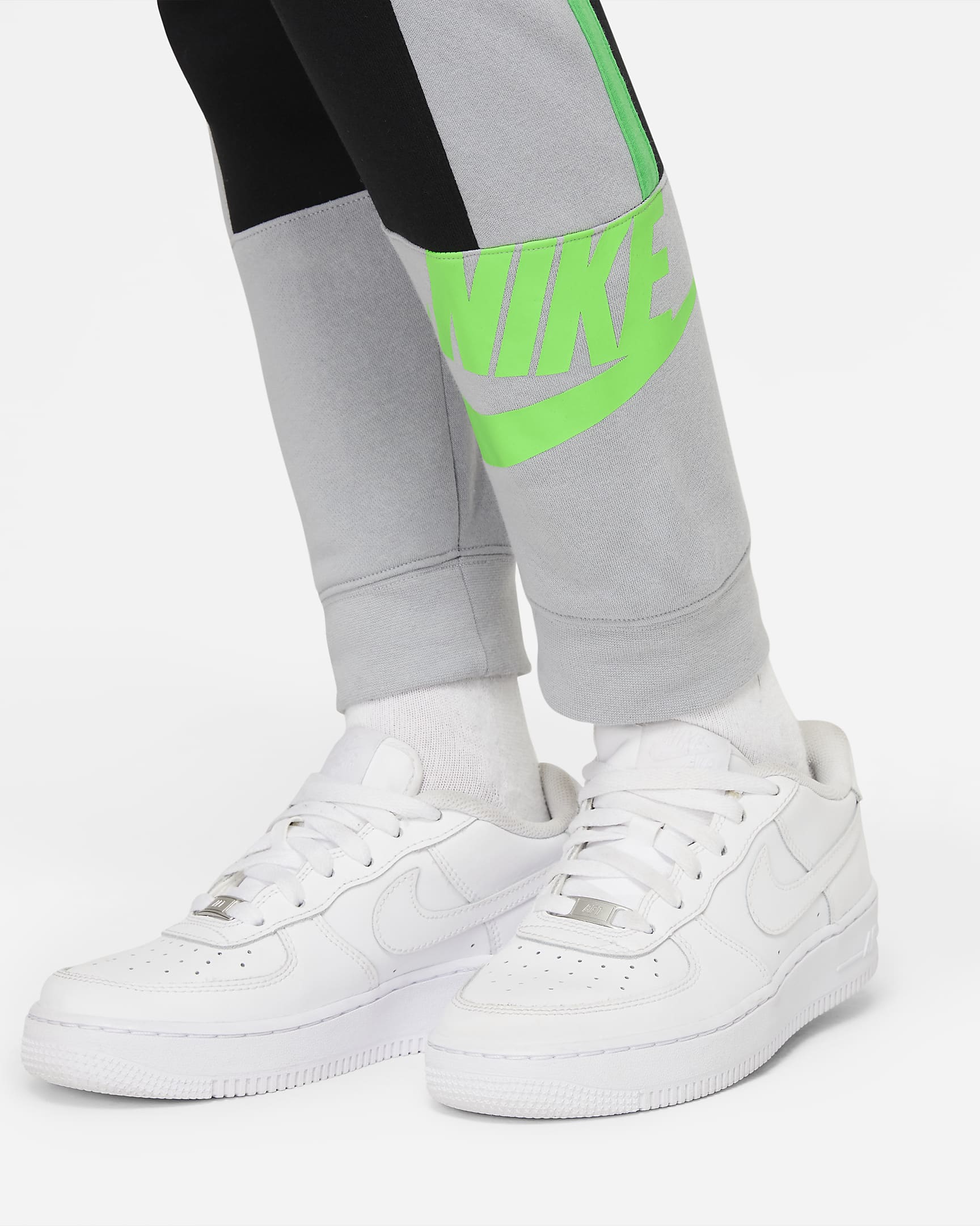 Nike Sportswear Amplify Big Kids' (Boys') Pants - Black/Light Smoke Grey/Light Green Spark/Green Strike