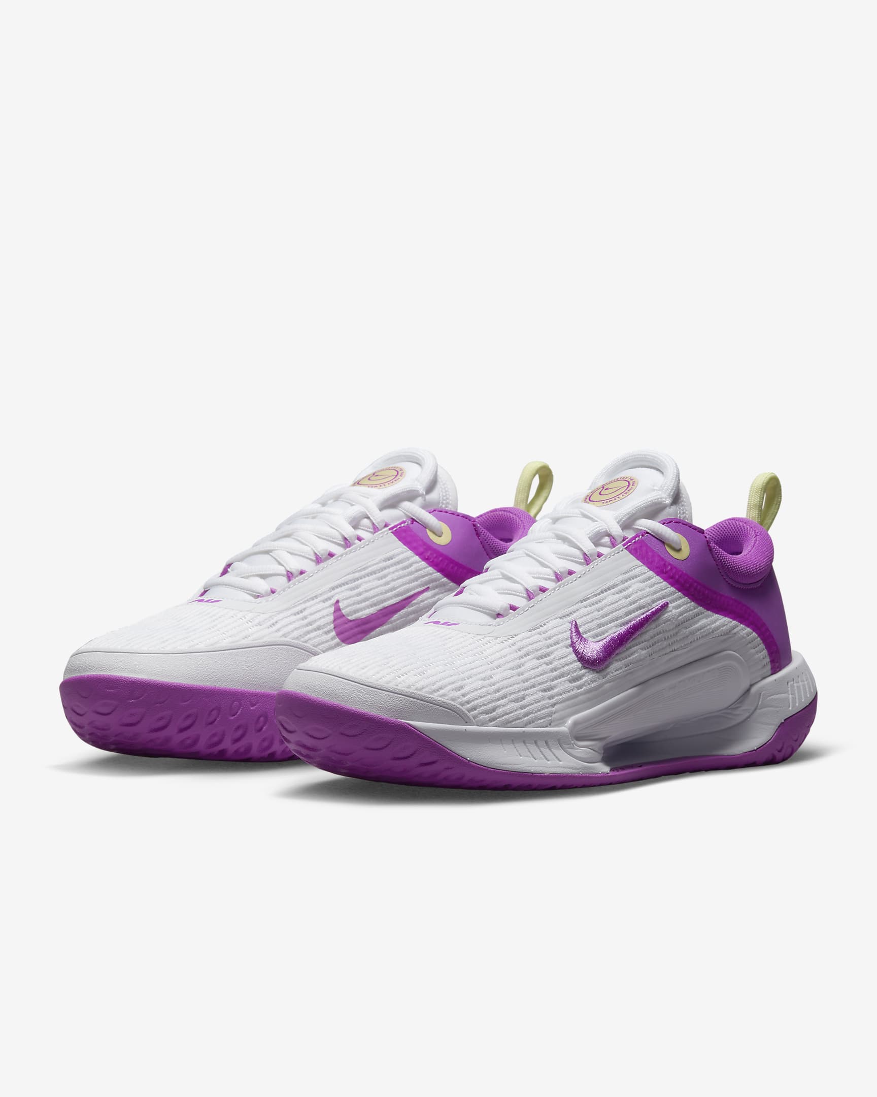 NikeCourt Air Zoom NXT Women's Hard Court Tennis Shoes - White/Citron Tint/Citron Tint/Fuchsia Dream