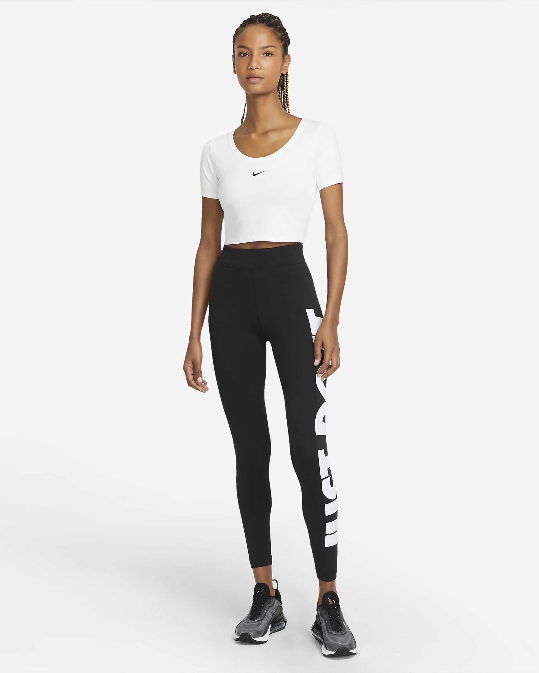 Nike Sportswear Essential magas derekú, mintás női leggings - Fekete/Fehér