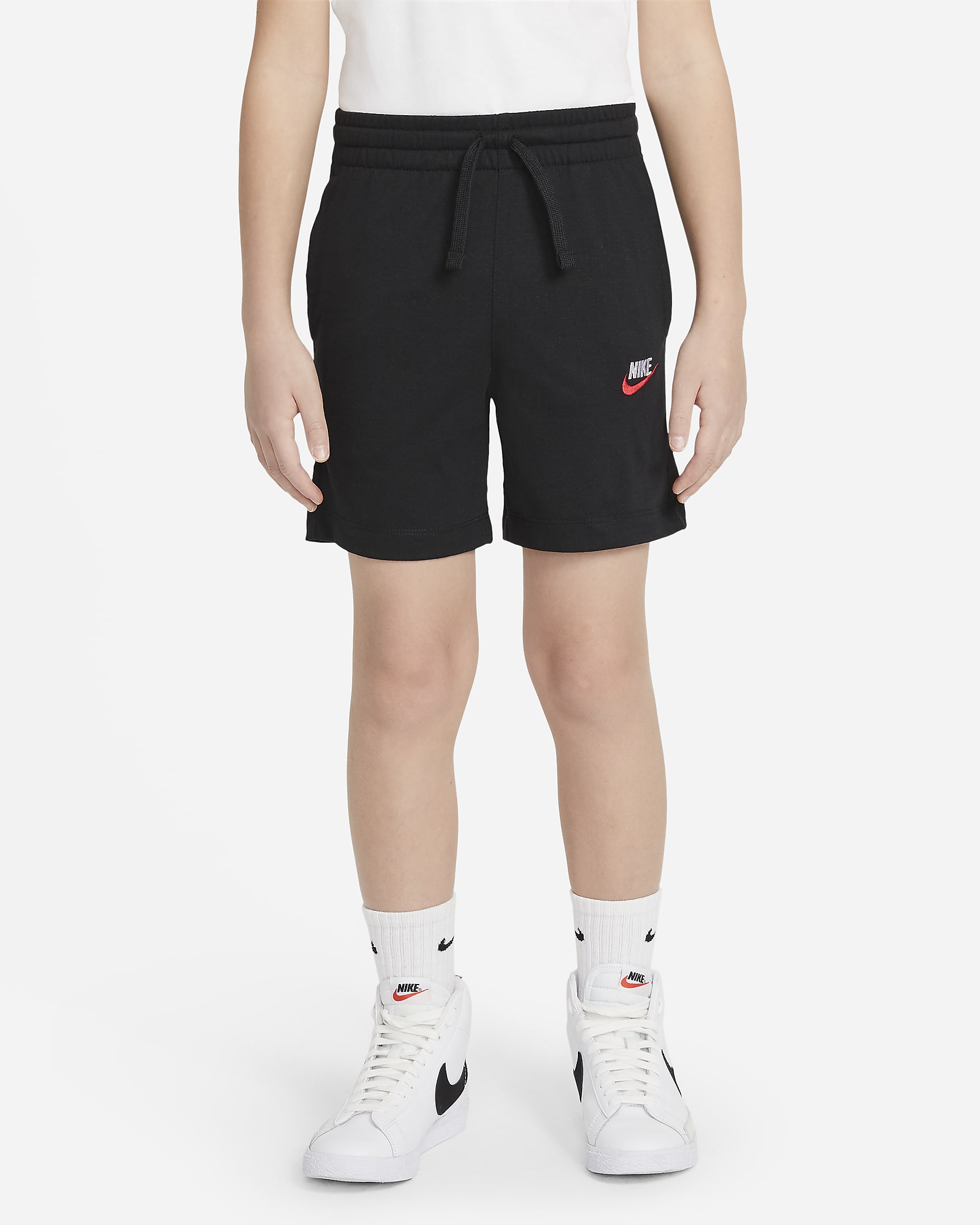 Nike Jersey Older Kids' (Boys') Shorts - Black/University Red/White