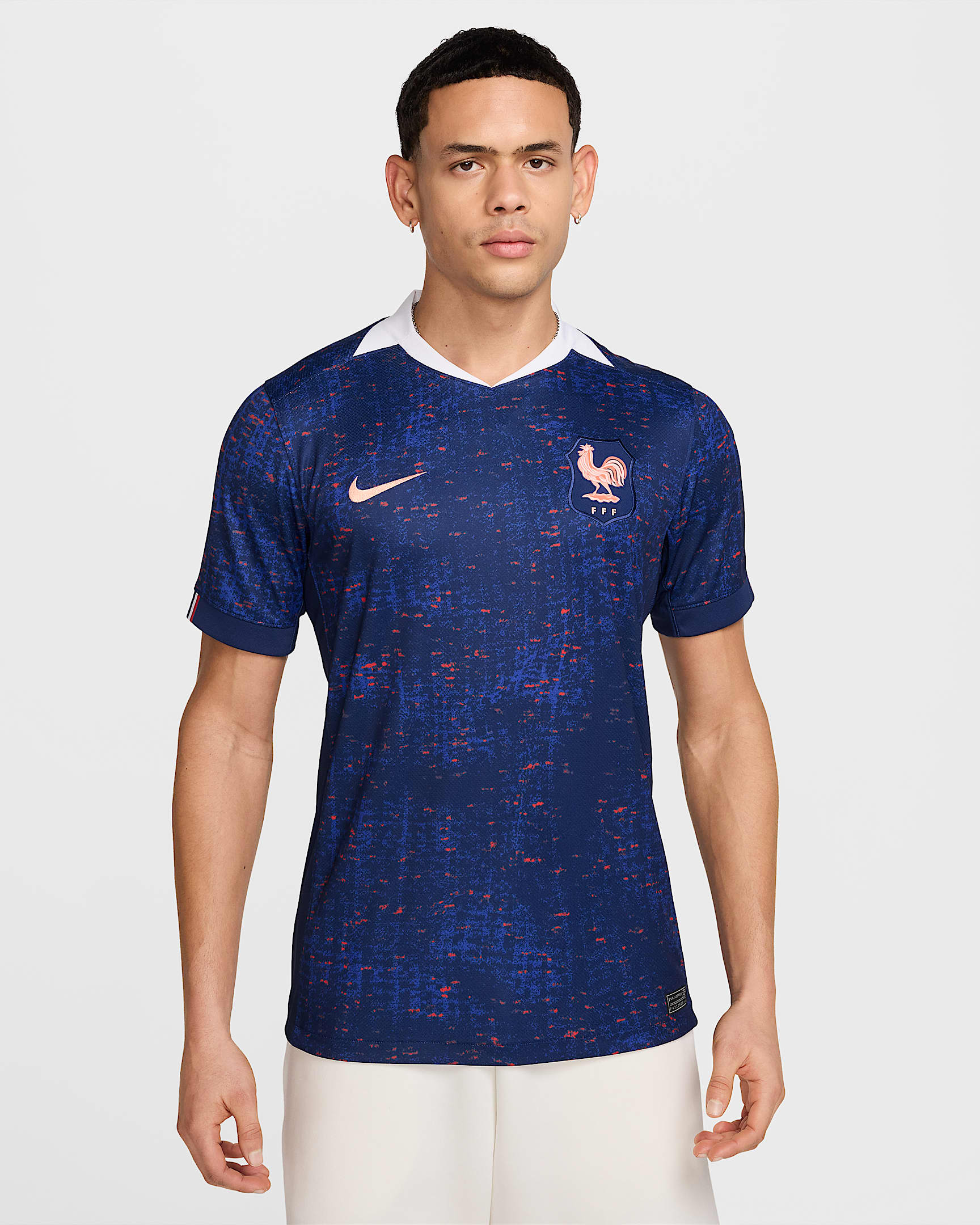 Maglia da calcio replica Nike Dri-FIT FFF 2025 Stadium (squadra femminile) da uomo – Home - Blue Void/Light Madder Root