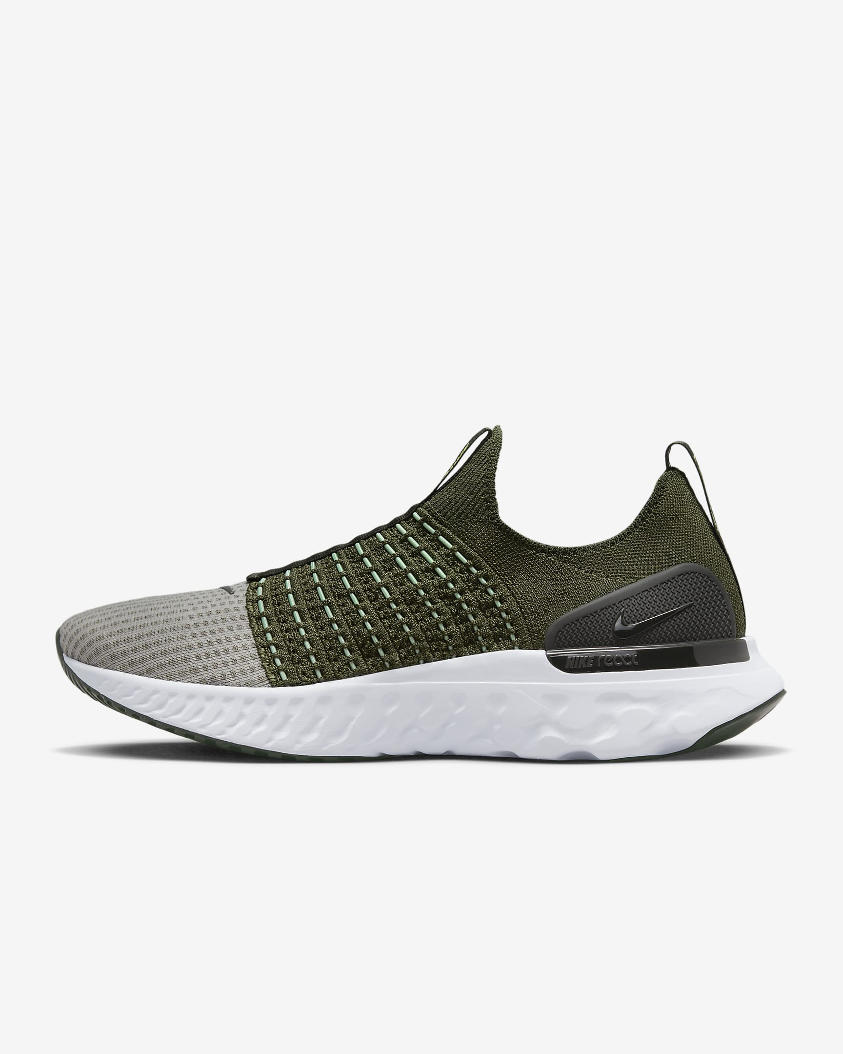 Nike React Phantom Run Flyknit 2 Men's Road Running Shoes - Rough Green/Sequoia/Enamel Green/Yellow Strike