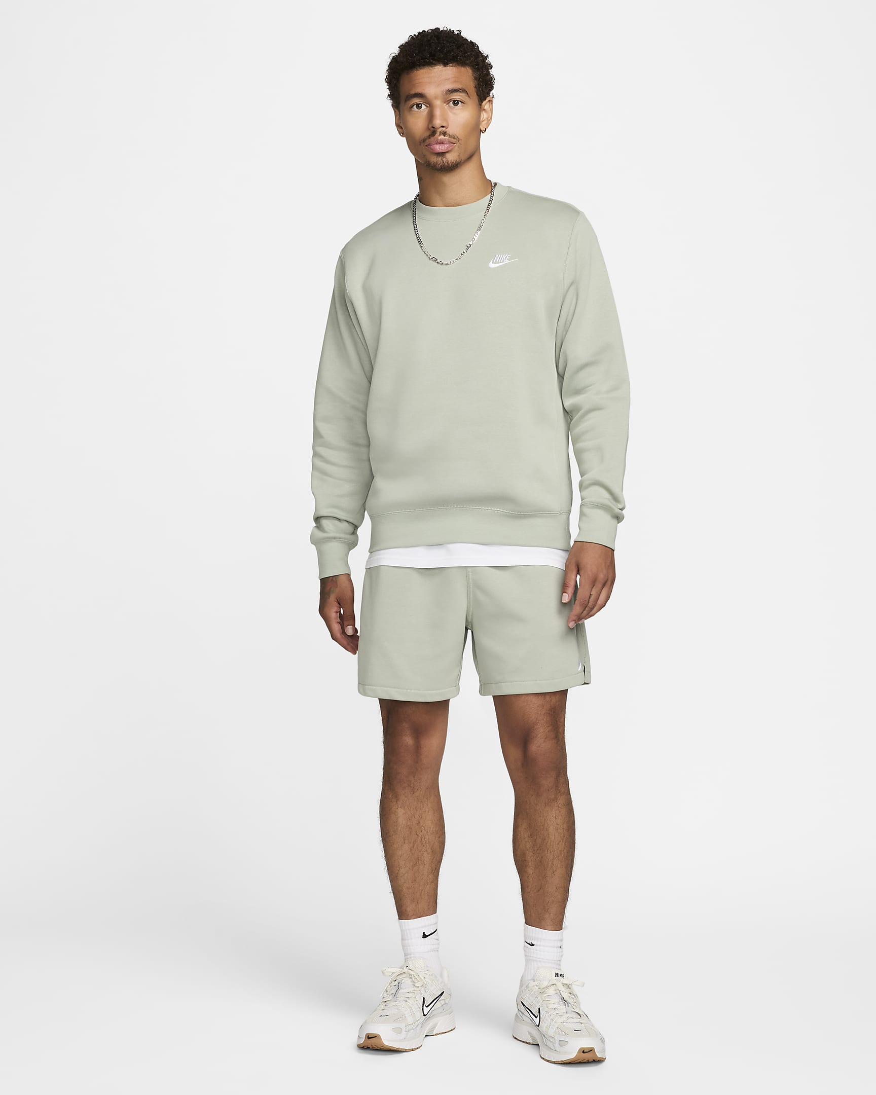 Short en molleton Flow Nike Club pour homme - Jade Horizon/Jade Horizon/Blanc