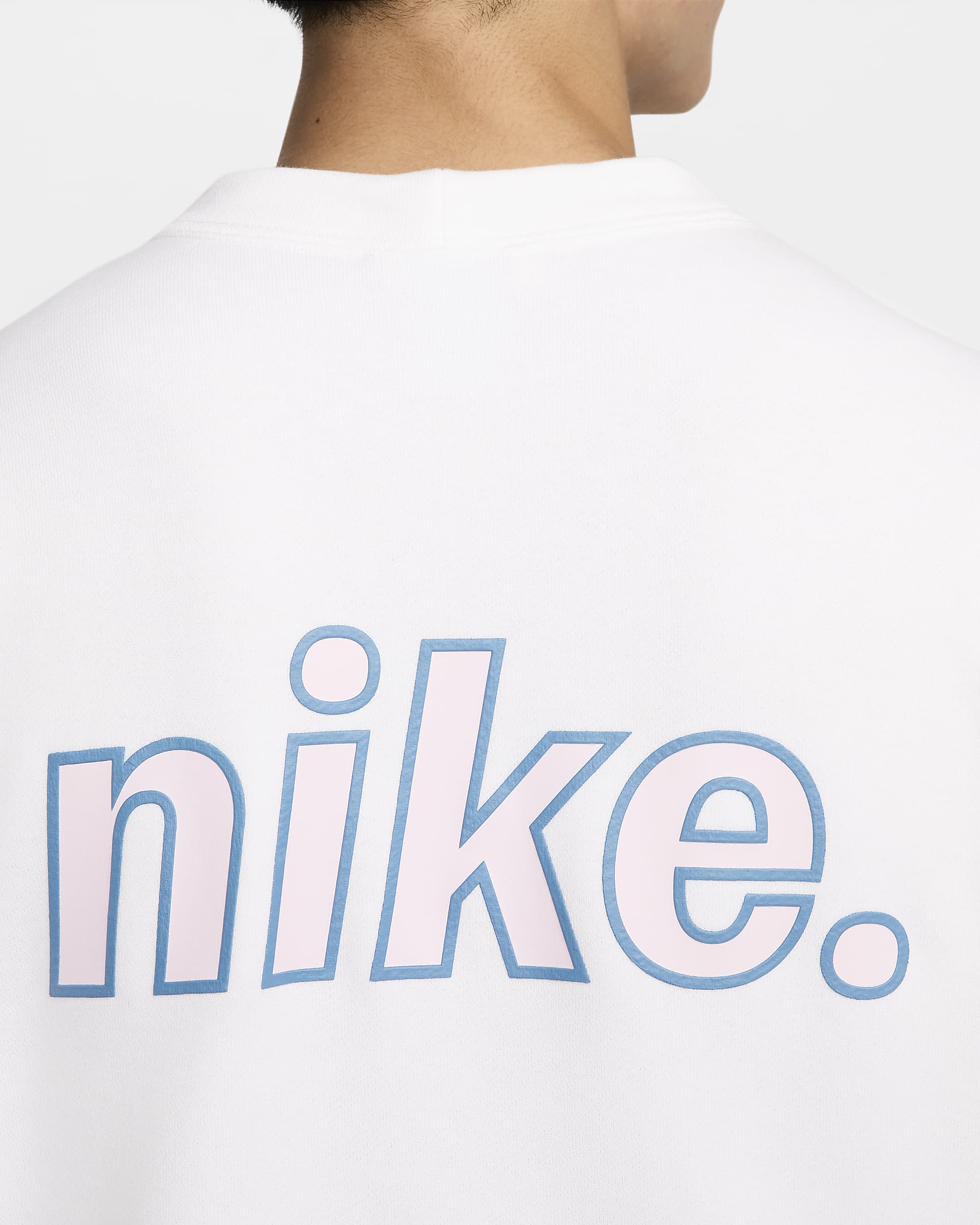 Nike Sportswear Men's French Terry Short-Sleeve Top - White/Aegean Storm