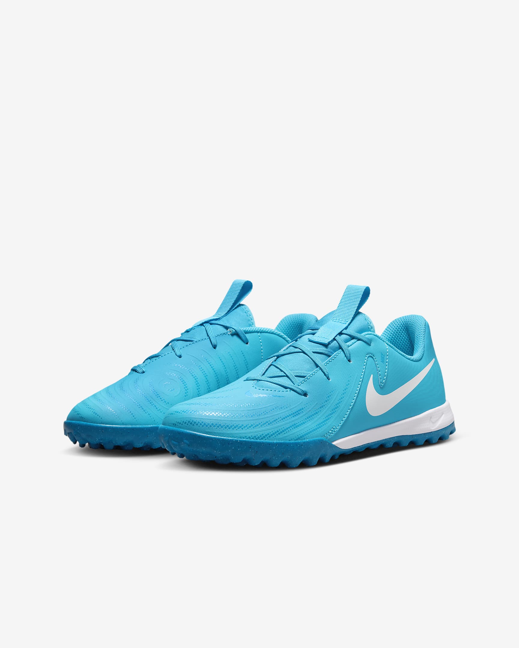 Tacos de fútbol TF para niños talla pequeña/grande Nike Jr. Phantom GX 2 Academy - Azul furia/Blanco