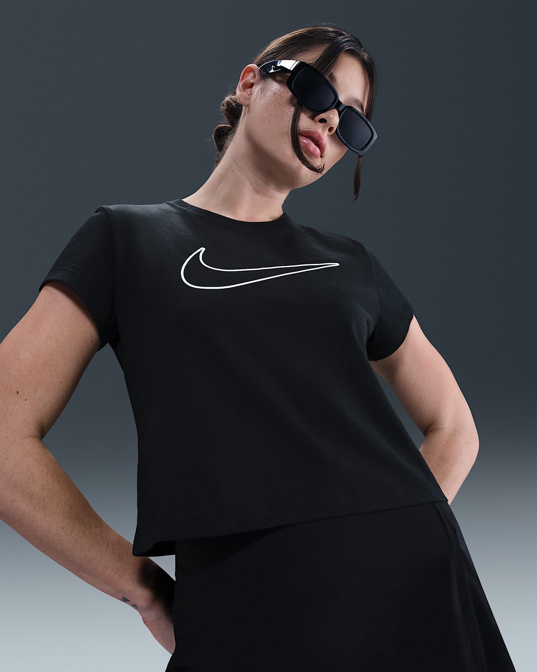 Nike Sportswear Women's Short-Sleeve Graphic T-Shirt - Black/White