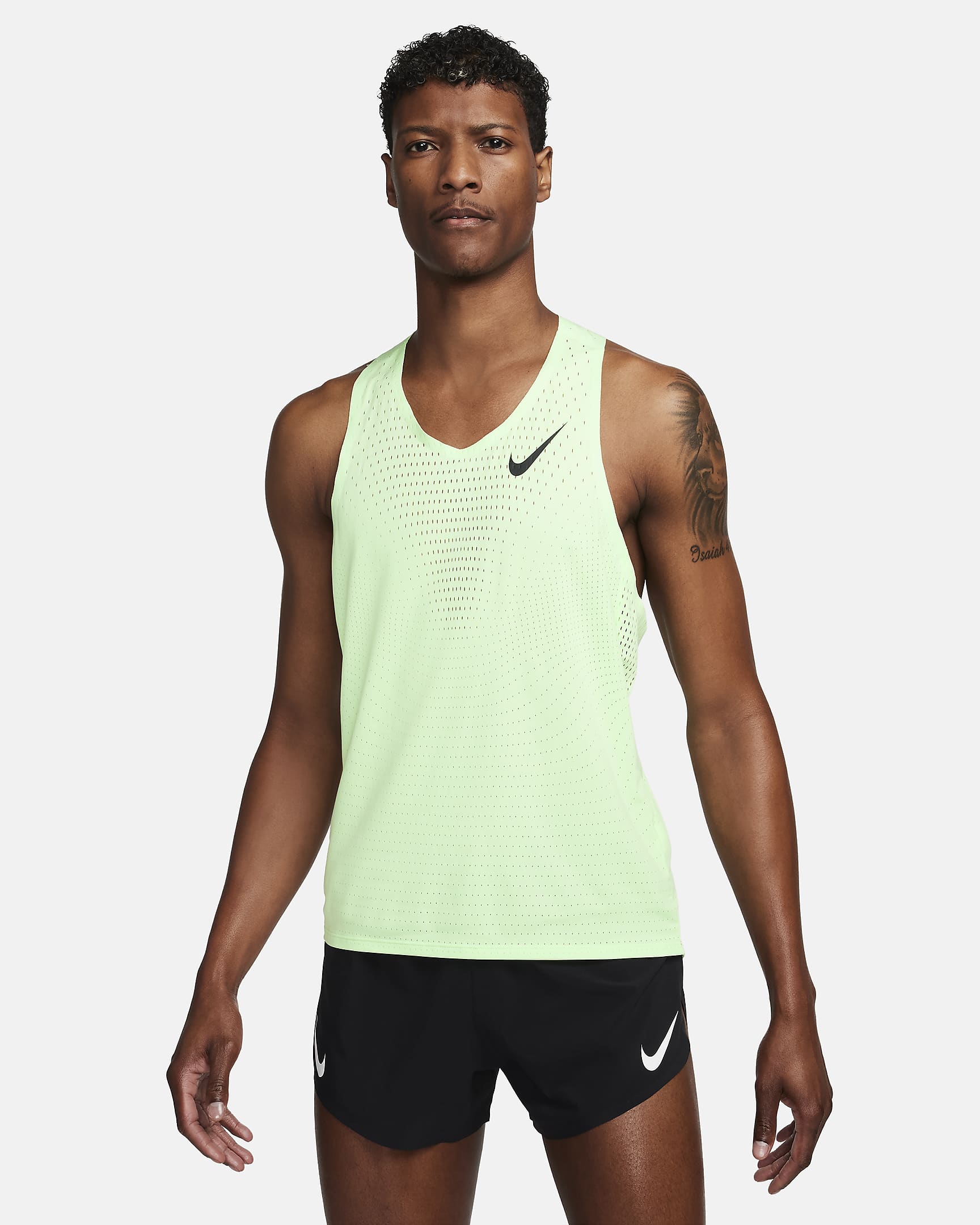 Nike AeroSwift Dri-FIT ADV-løbeundertrøje til mænd - Vapor Green/sort