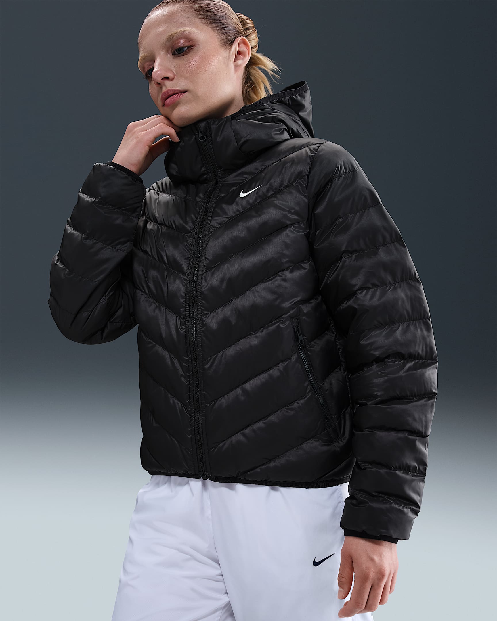 Nike Sportswear Windpuffer Women's Therma-FIT Hooded Puffer - Black/Sail