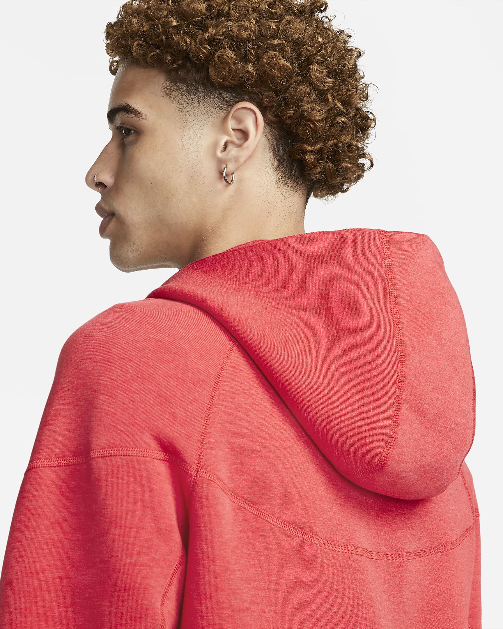 Sweat à capuche et zip Nike Sportswear Tech Fleece Windrunner pour homme - Light University Red Heather/Noir