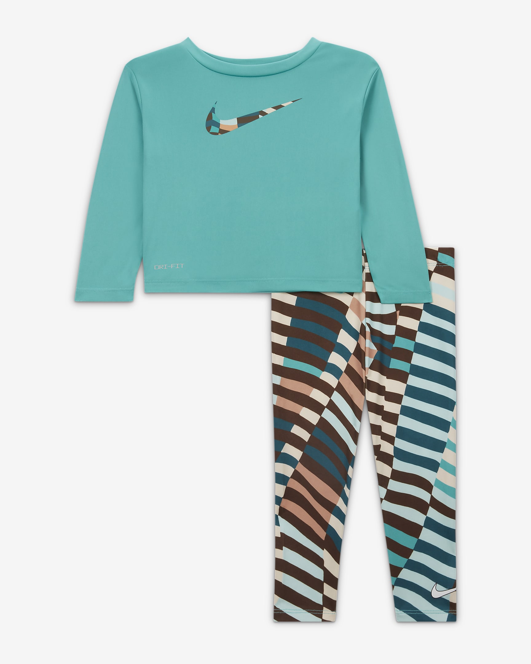 Nike Long Sleeve Tee and Printed Leggings Set Baby 2-Piece Dri-FIT Set - Jade