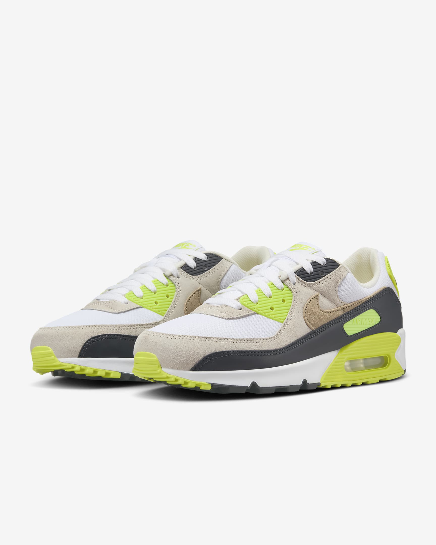 Calzado para hombre Nike Air Max 90 - Blanco/Cíber/Gris humo oscuro/Caqui