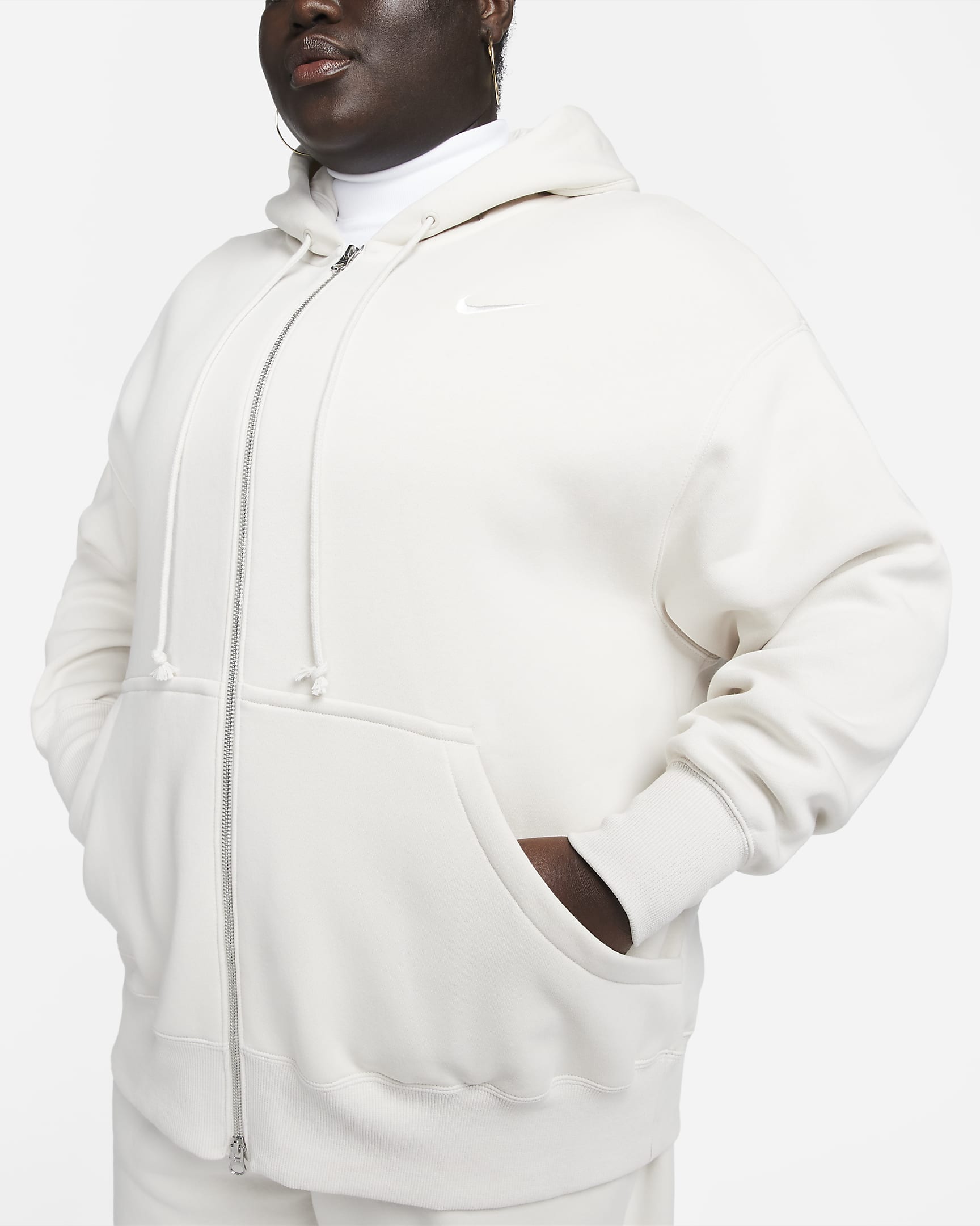 Nike Sportswear Phoenix Fleece Women's Oversized Full-Zip Hoodie (Plus Size) - Light Orewood Brown/Sail