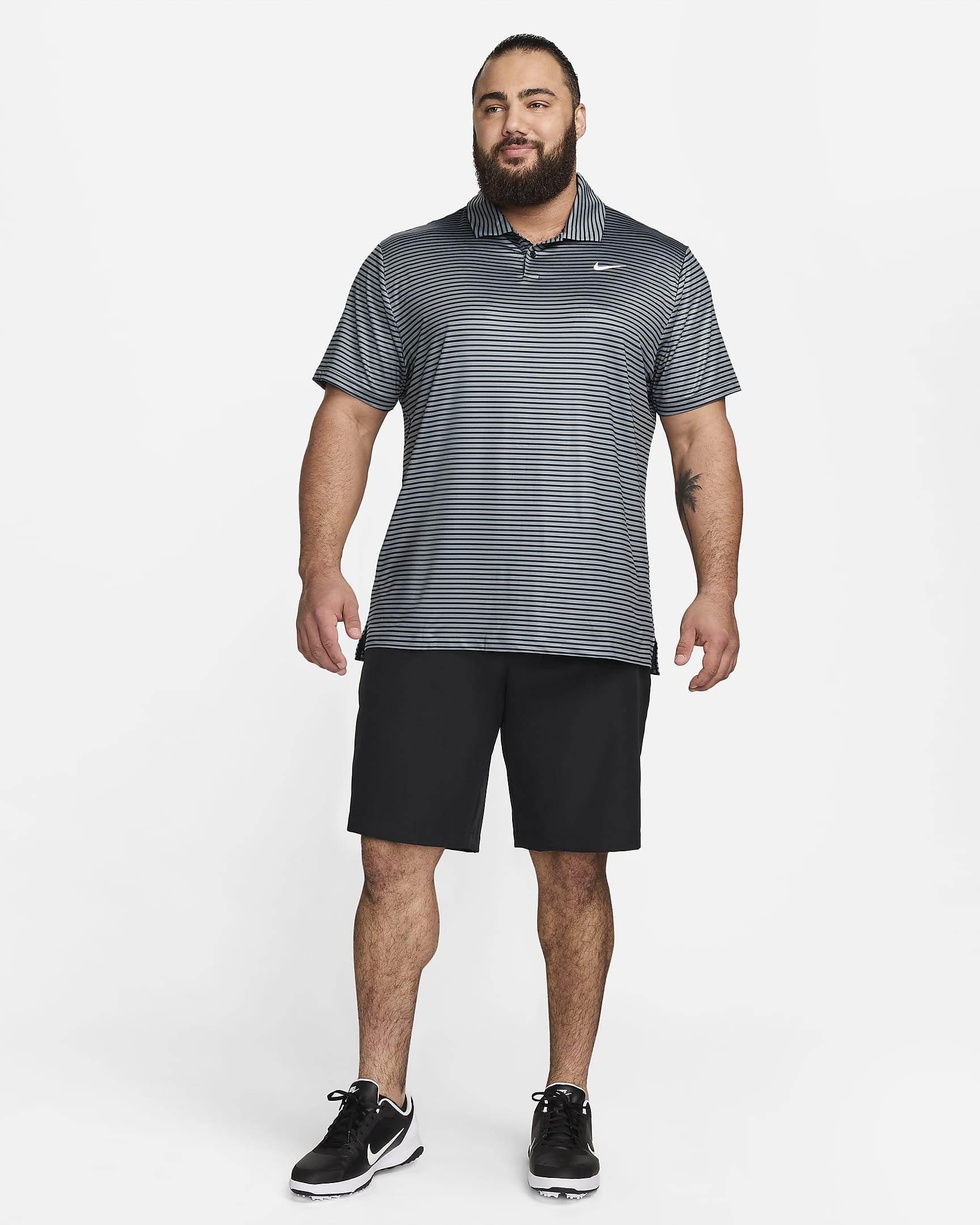 Nike Tour Men's Dri-FIT Striped Golf Polo - Smoke Grey/White