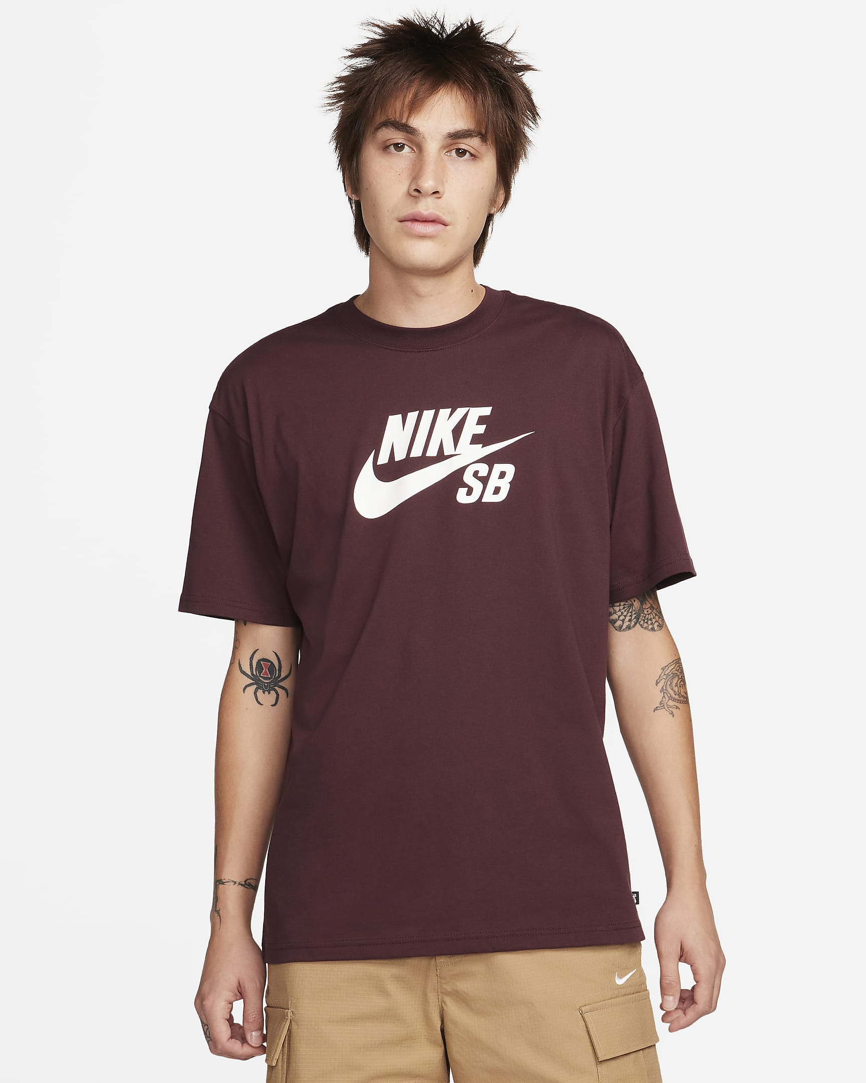 Nike SB Logo Skate T-Shirt - Burgundy Crush/White