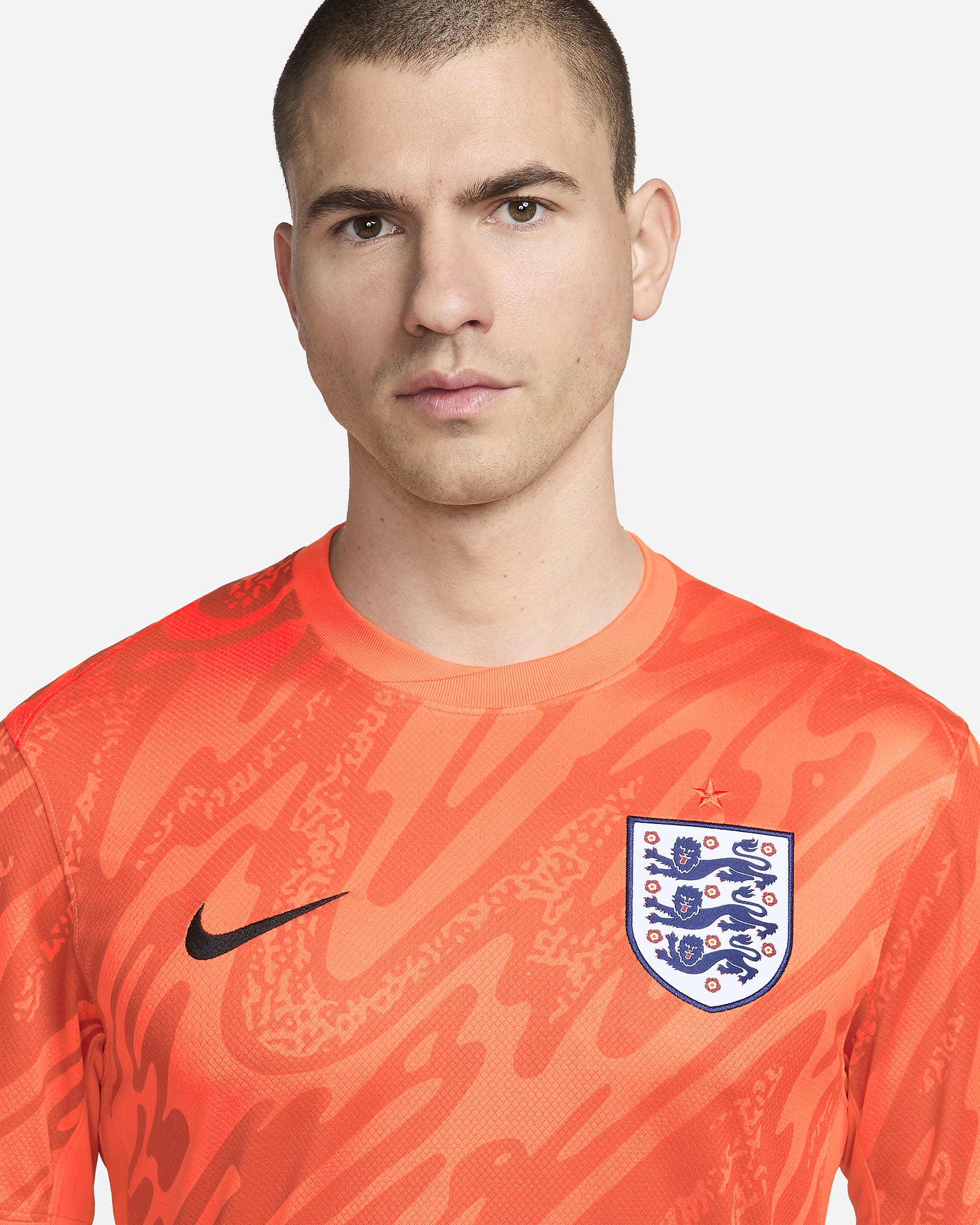 Męska koszulka piłkarska z krótkim rękawem Nike Dri-FIT Anglia (drużyna męska) Stadium Goalkeeper 2024/25 – replika - Total Orange/Safety Orange/Czerń