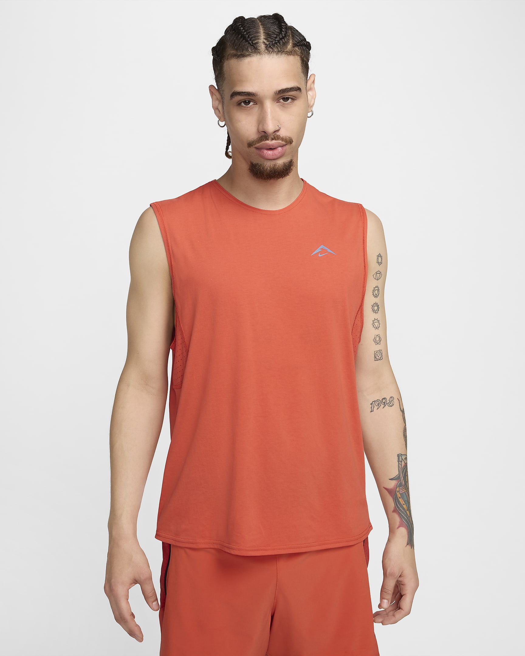 Nike Solar Chase Men's Dri-FIT Sleeveless Running Top - Vintage Coral/Khaki/Black