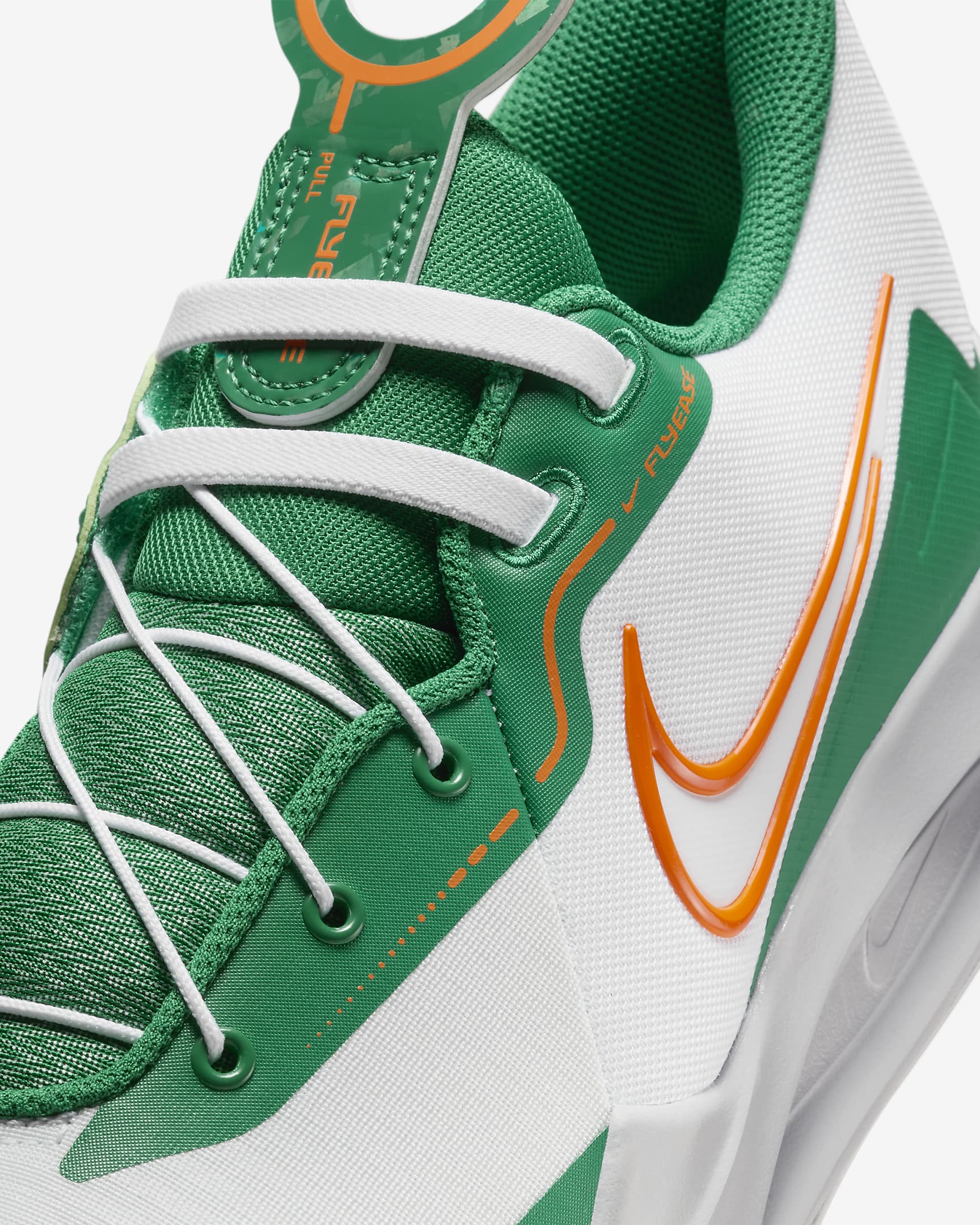 Nike Precision 6 FlyEase Basketball Shoes - White/Malachite/Sundial/Safety Orange