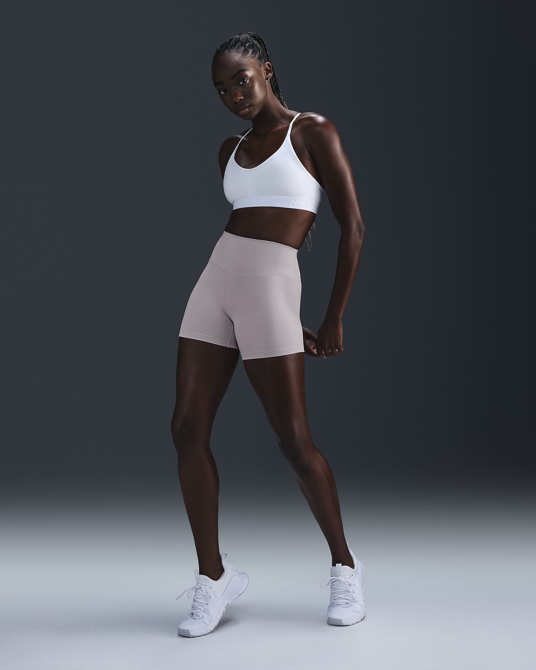 Nike One Women's High-Waisted 5" Biker Shorts - Platinum Violet/Black
