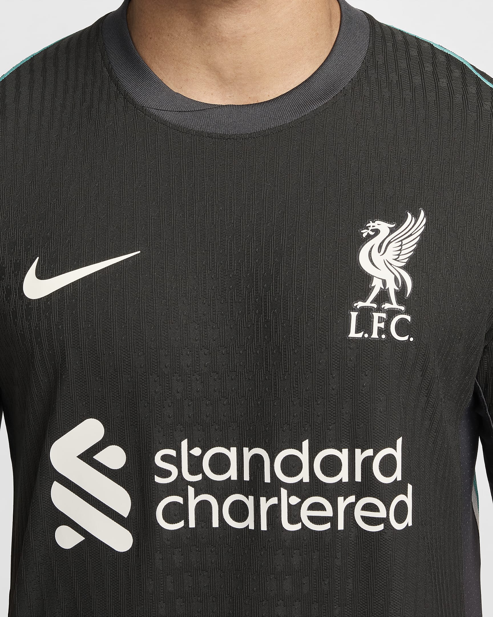 Liverpool FC 2024/25 Match (bortedrakt) Nike Dri-FIT ADV Authentic fotballdrakt til herre - Svart/Anthracite/Washed Teal/Sail