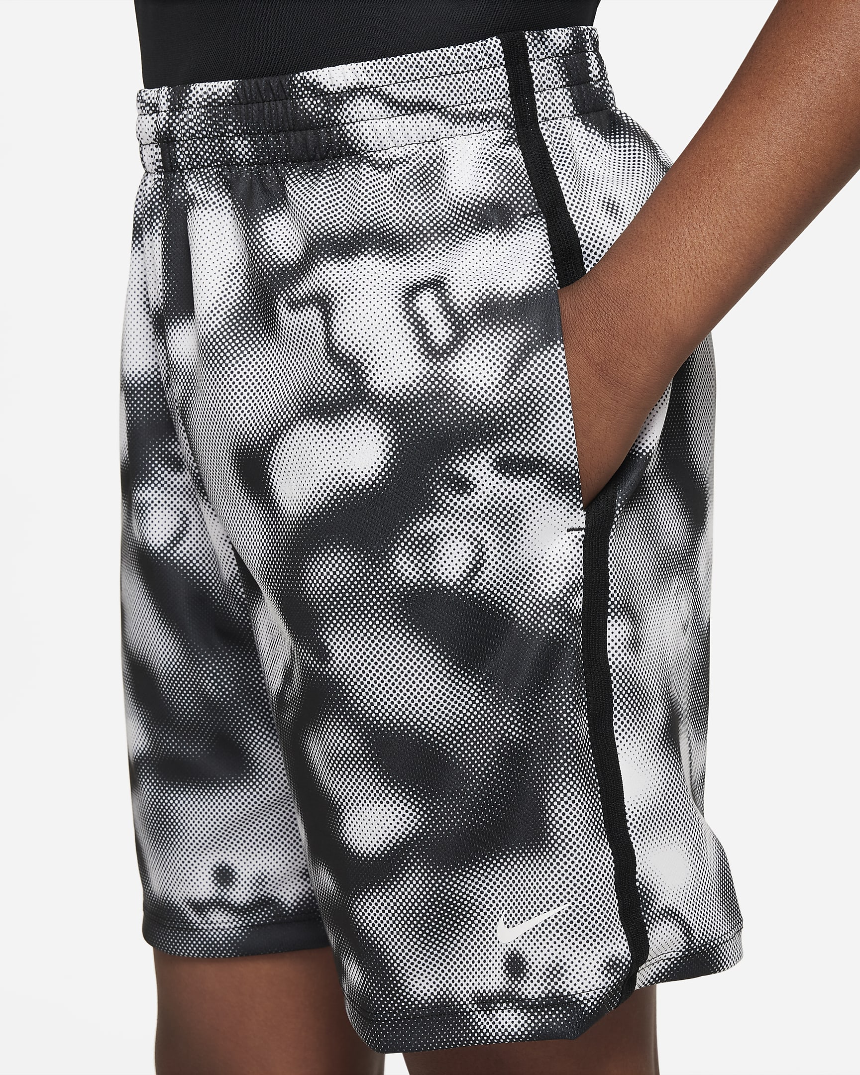 Nike Dri-FIT Multi+ Big Kids' (Boys') Printed Training Shorts (Extended Size) - Black/White