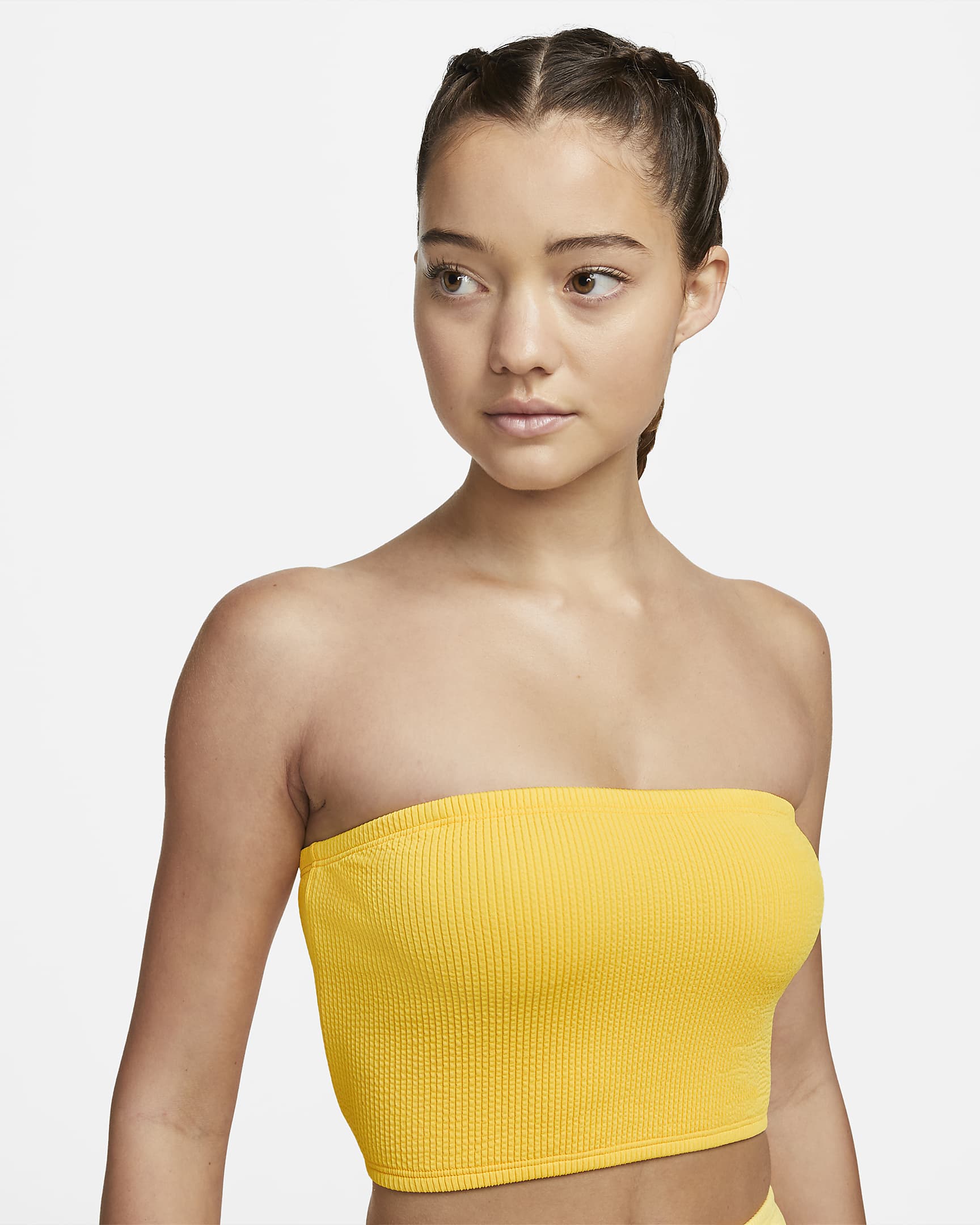 Parte superior de traje de baño tipo bandeau midkini para mujer Nike - Limón pulso